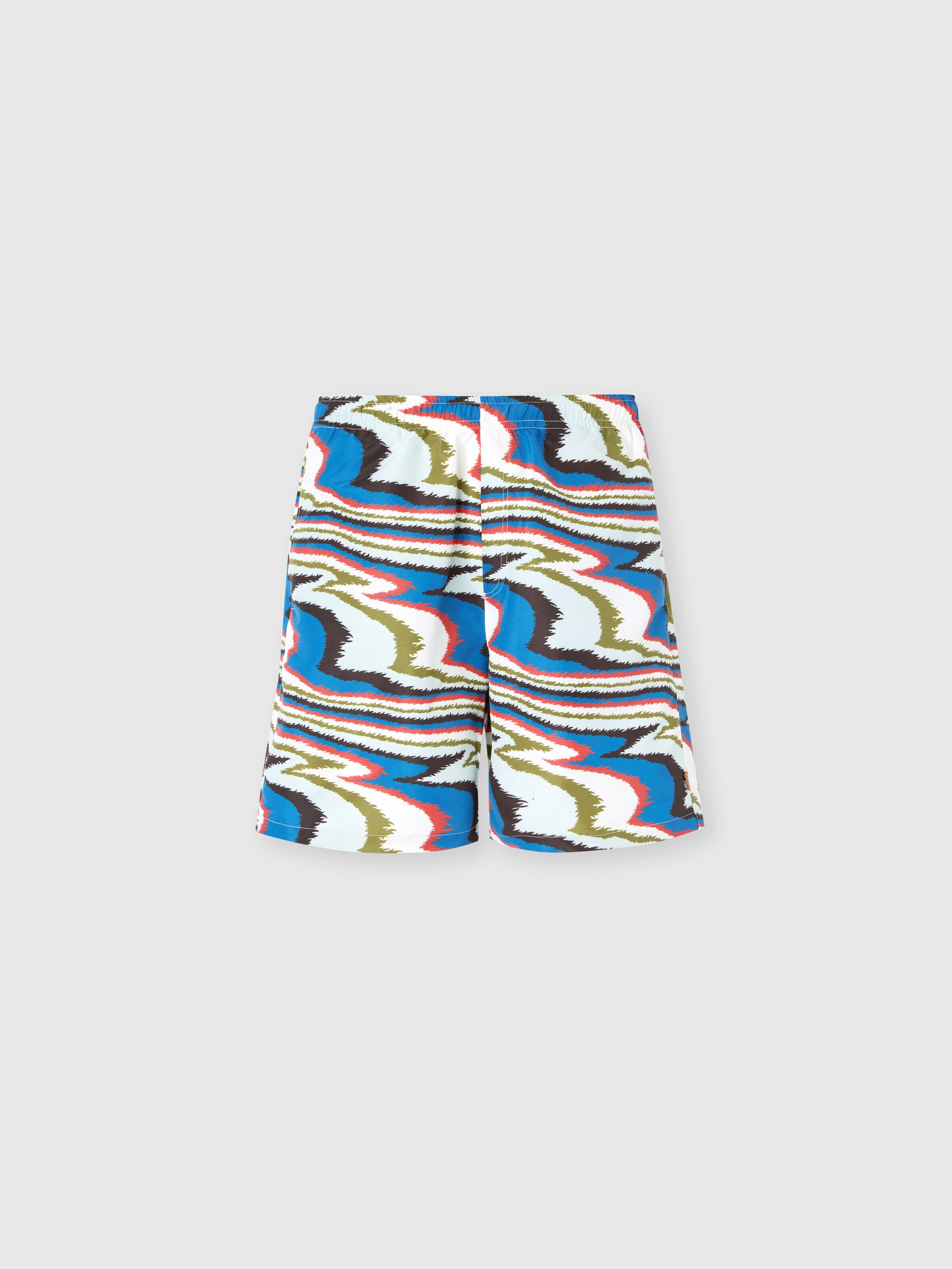 Long swim shorts with irregular zigzag print, Multicoloured  - 0