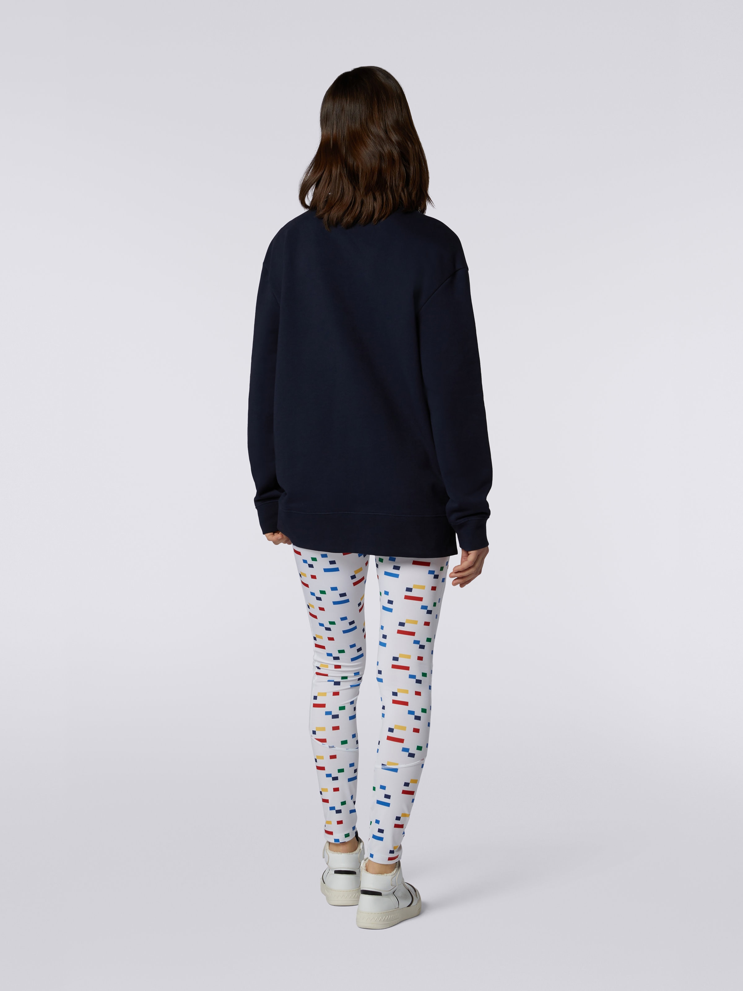 Felpa girocollo in cotone con stampa logo legacy e scritta logo, Blu Navy  - 3
