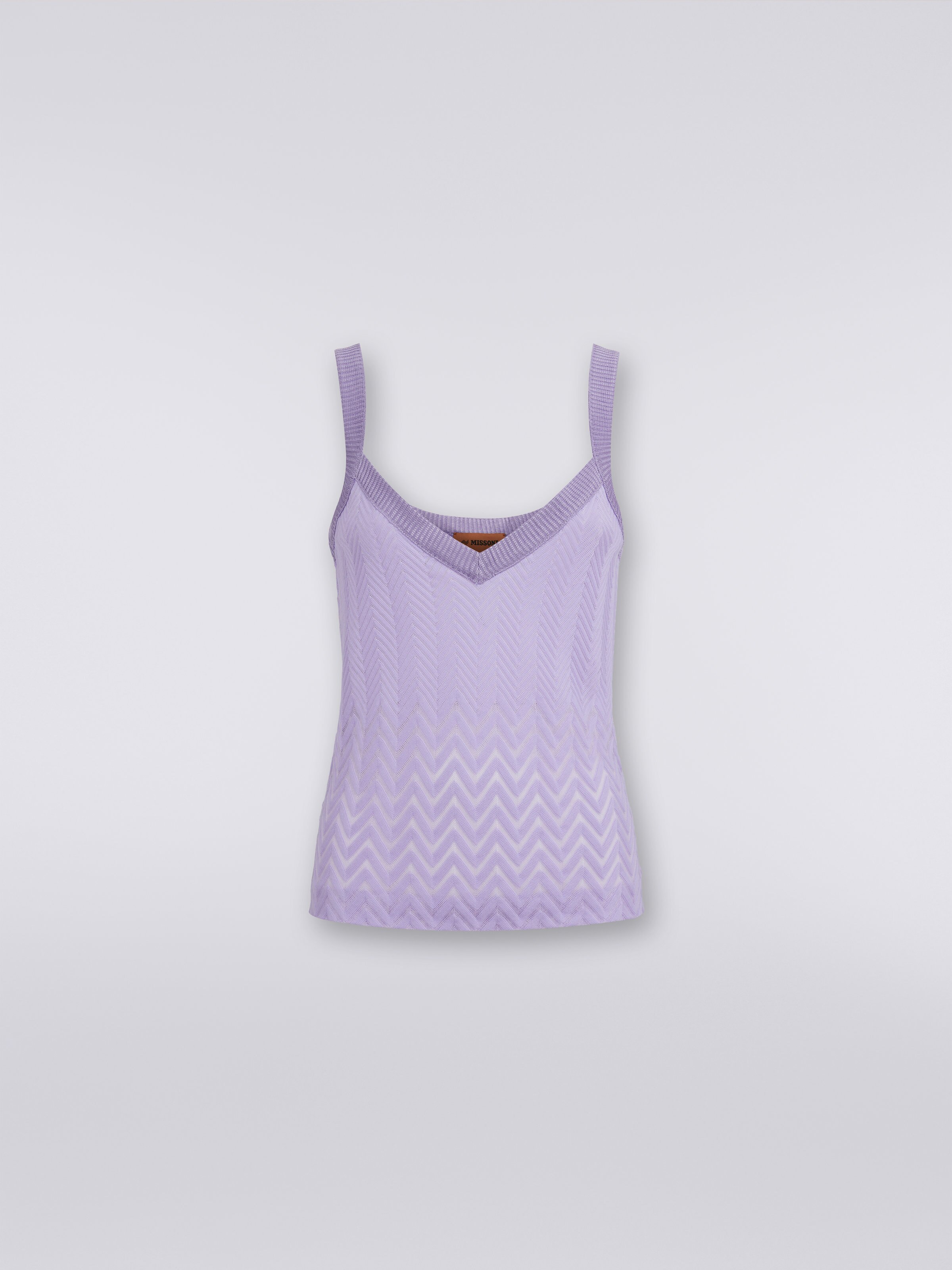 Camiseta de tirantes en mezcla de algodón y viscosa con motivo de espigas, Morado  - 0