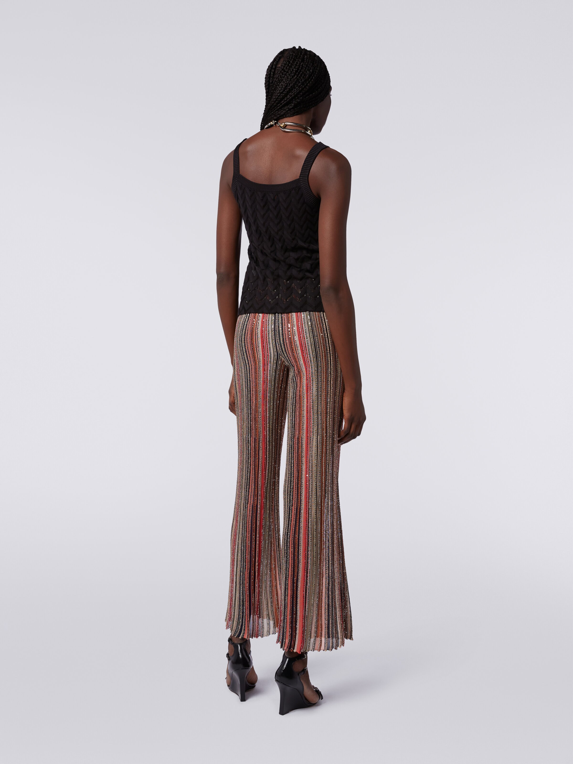 Cotton and viscose blend chevron tank top, Black    - 3