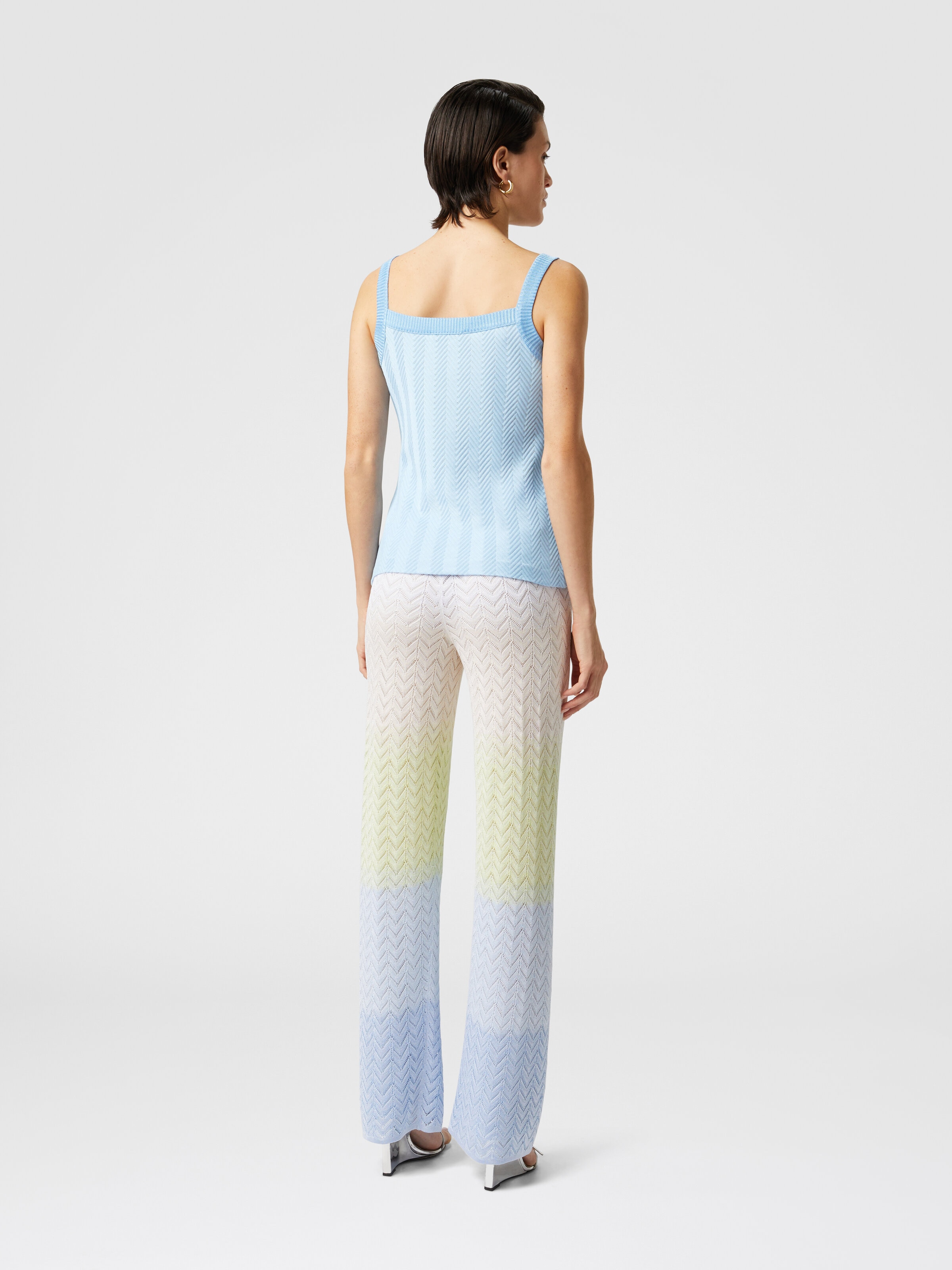 Ton-in-Ton-Tanktops aus Baumwolle und Viskose im Zickzack, Hellblau - 2