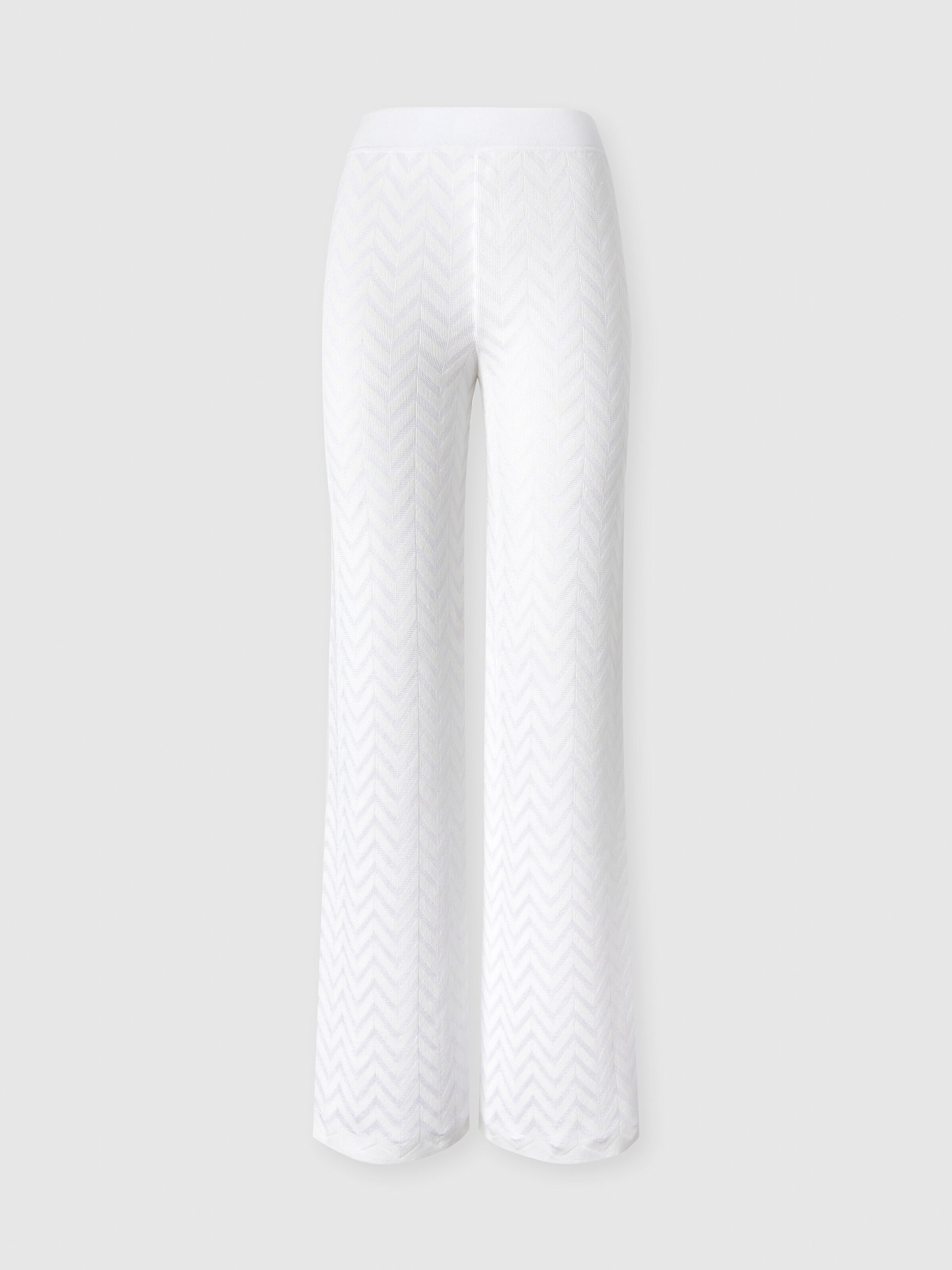 Straight-Leg Stretch Chevron Cotton and Viscose Trousers, White  - 0