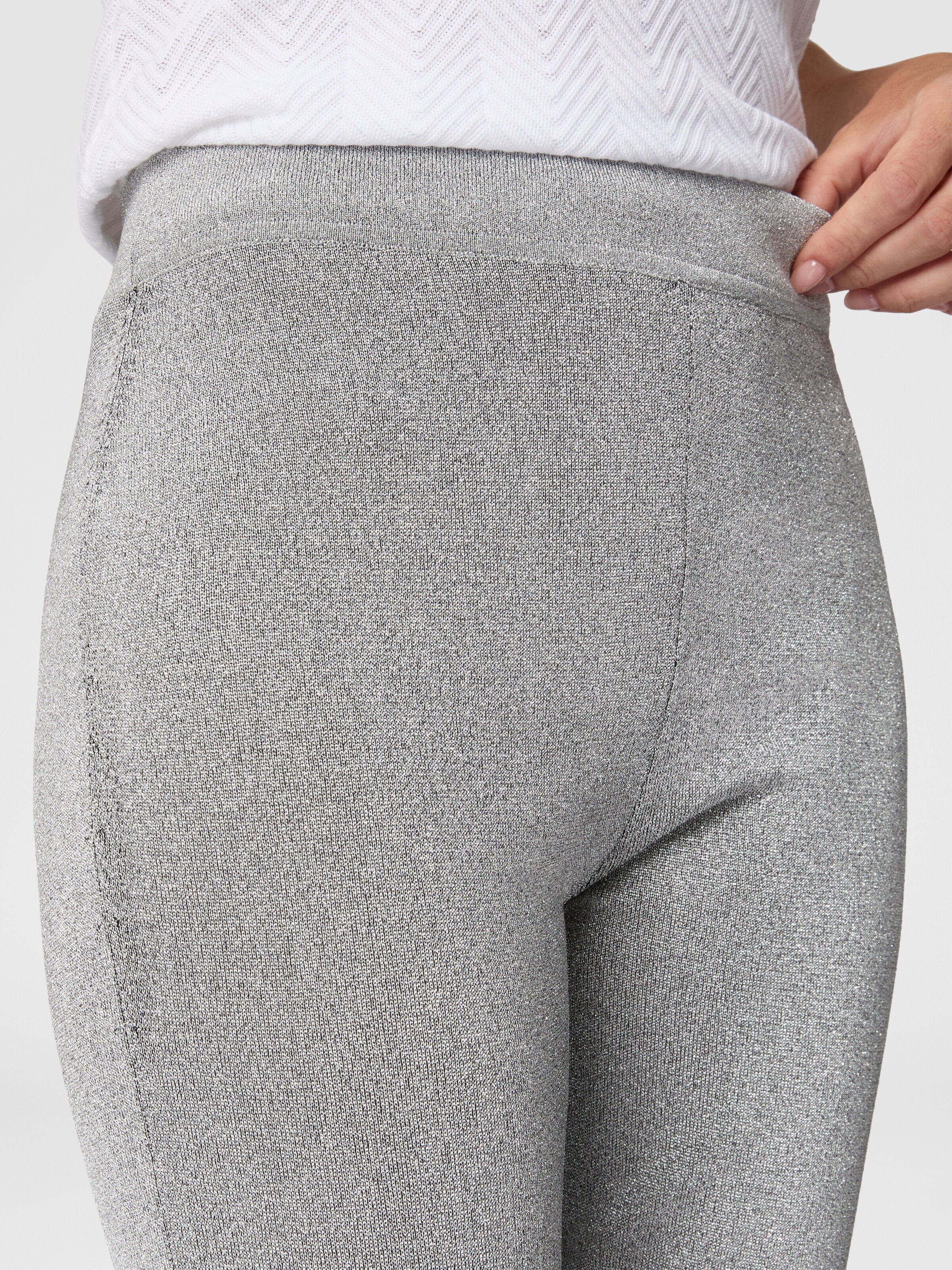 Straight-Leg Viscose Lamé Trousers, Light Blue - 4