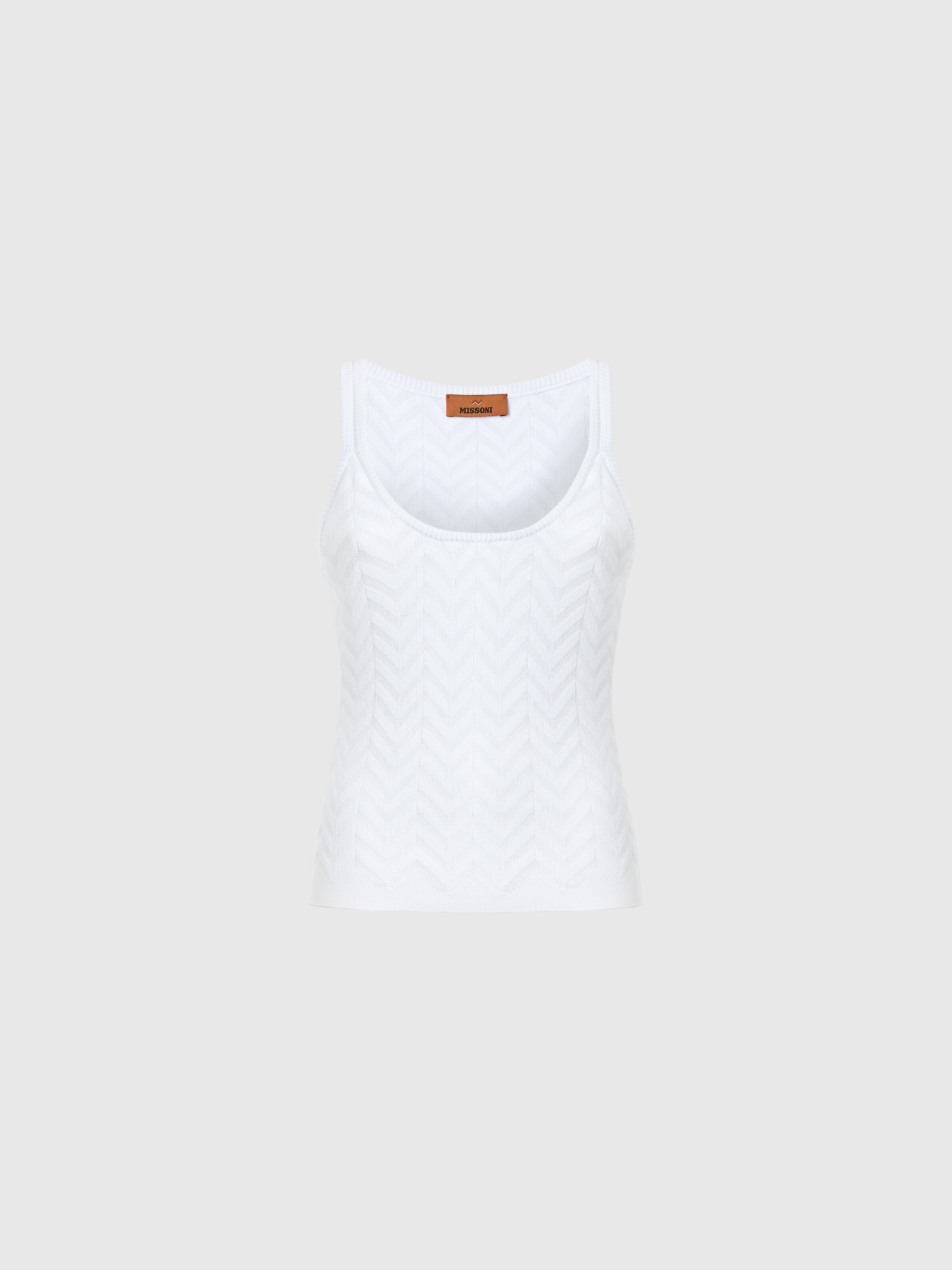 Stretch Chevron Cotton and Viscose Tank Top White | Missoni
