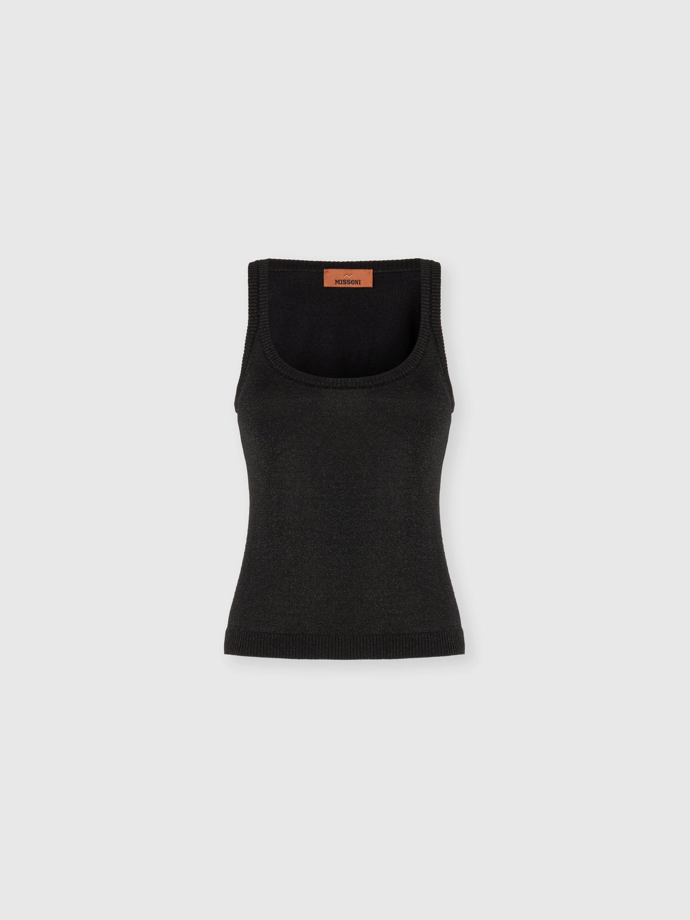 Camiseta de tirantes de viscosa lamé, Negro - 0