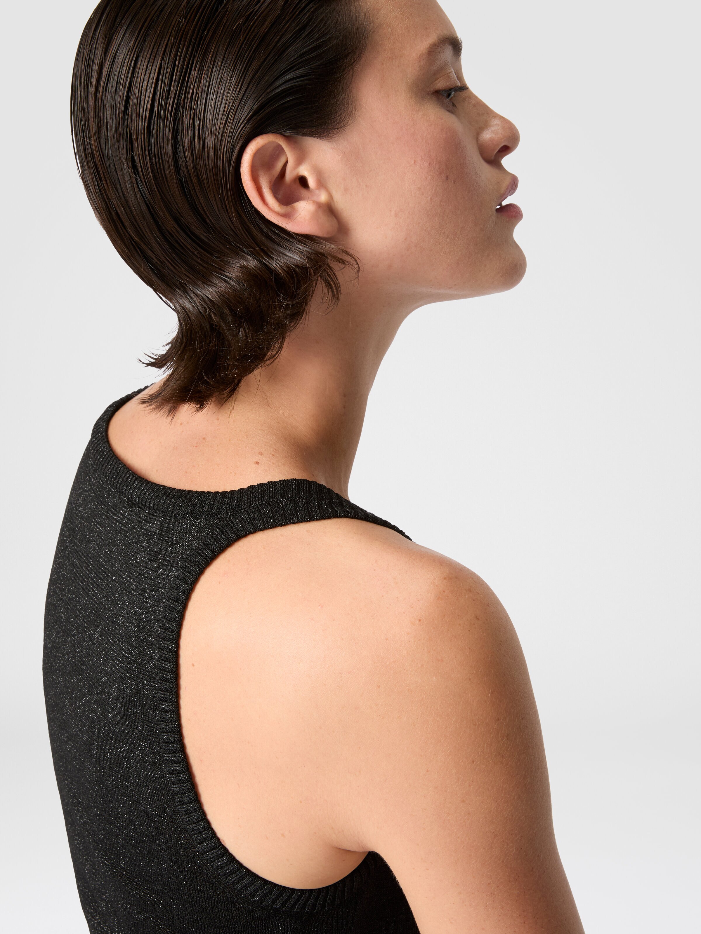 Camiseta de tirantes de viscosa lamé, Negro - 4