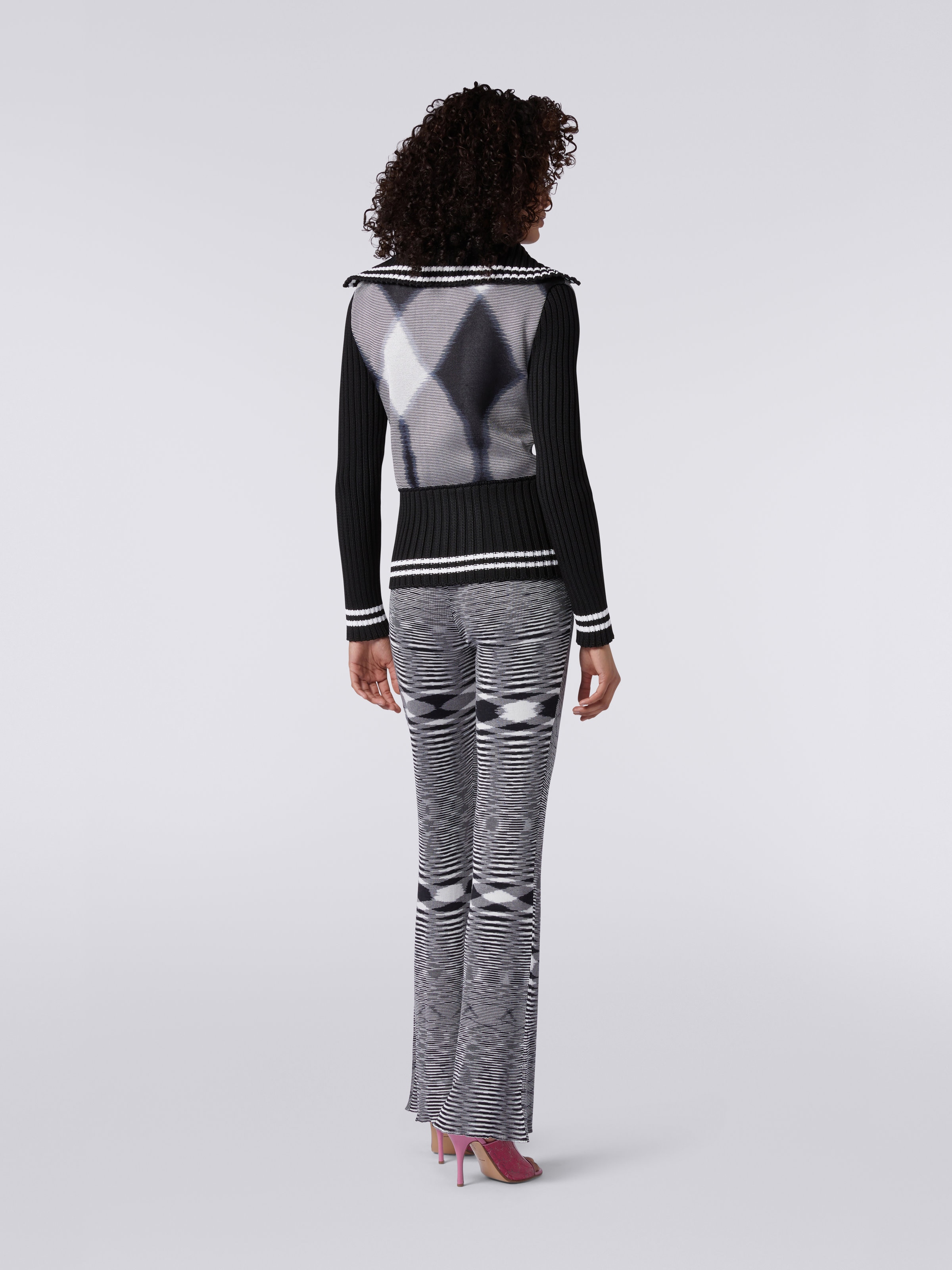 Veste en coton et viscose flammés, Noir & Blanc - 3