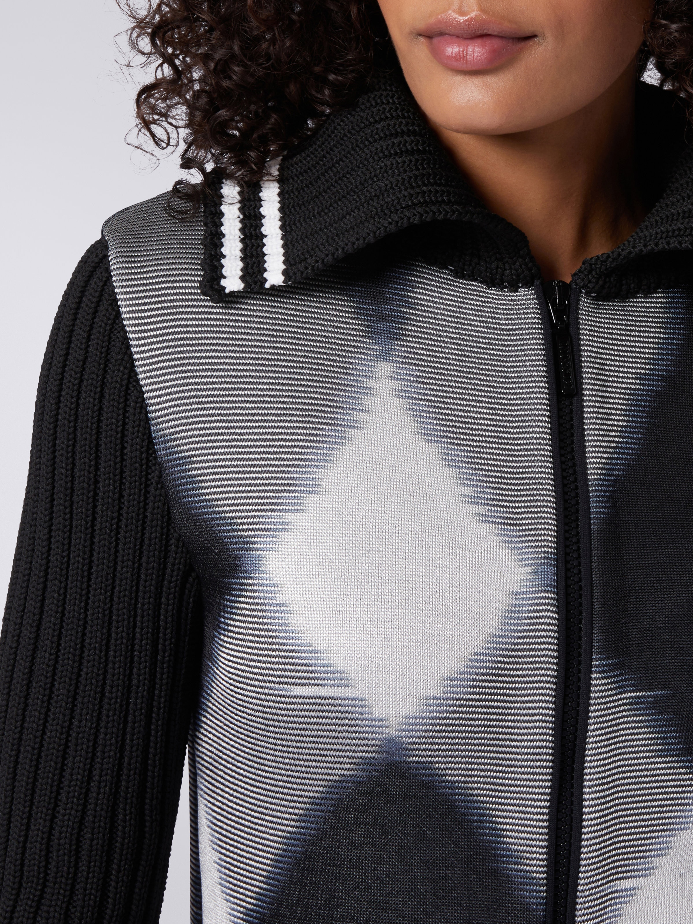 Veste en coton et viscose flammés, Noir & Blanc - 4