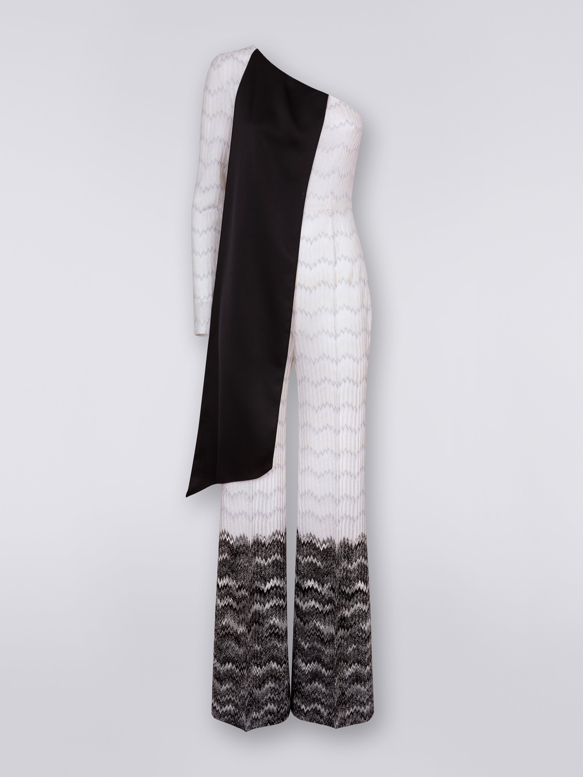 Asymmetrical jumpsuit with snake pattern and lamé, Multicoloured - 0