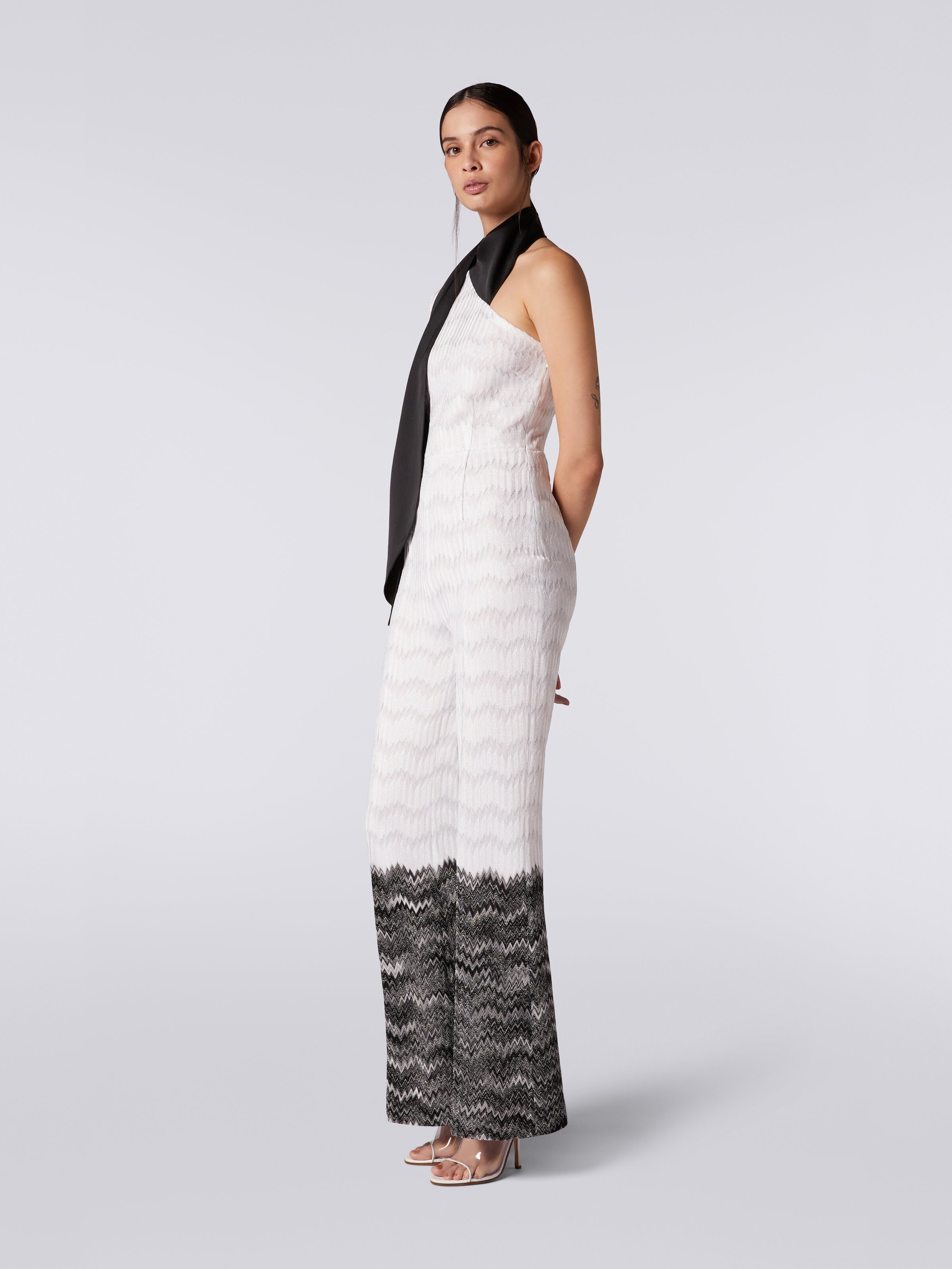 Asymmetrical jumpsuit with snake pattern and lamé, Multicoloured - 2