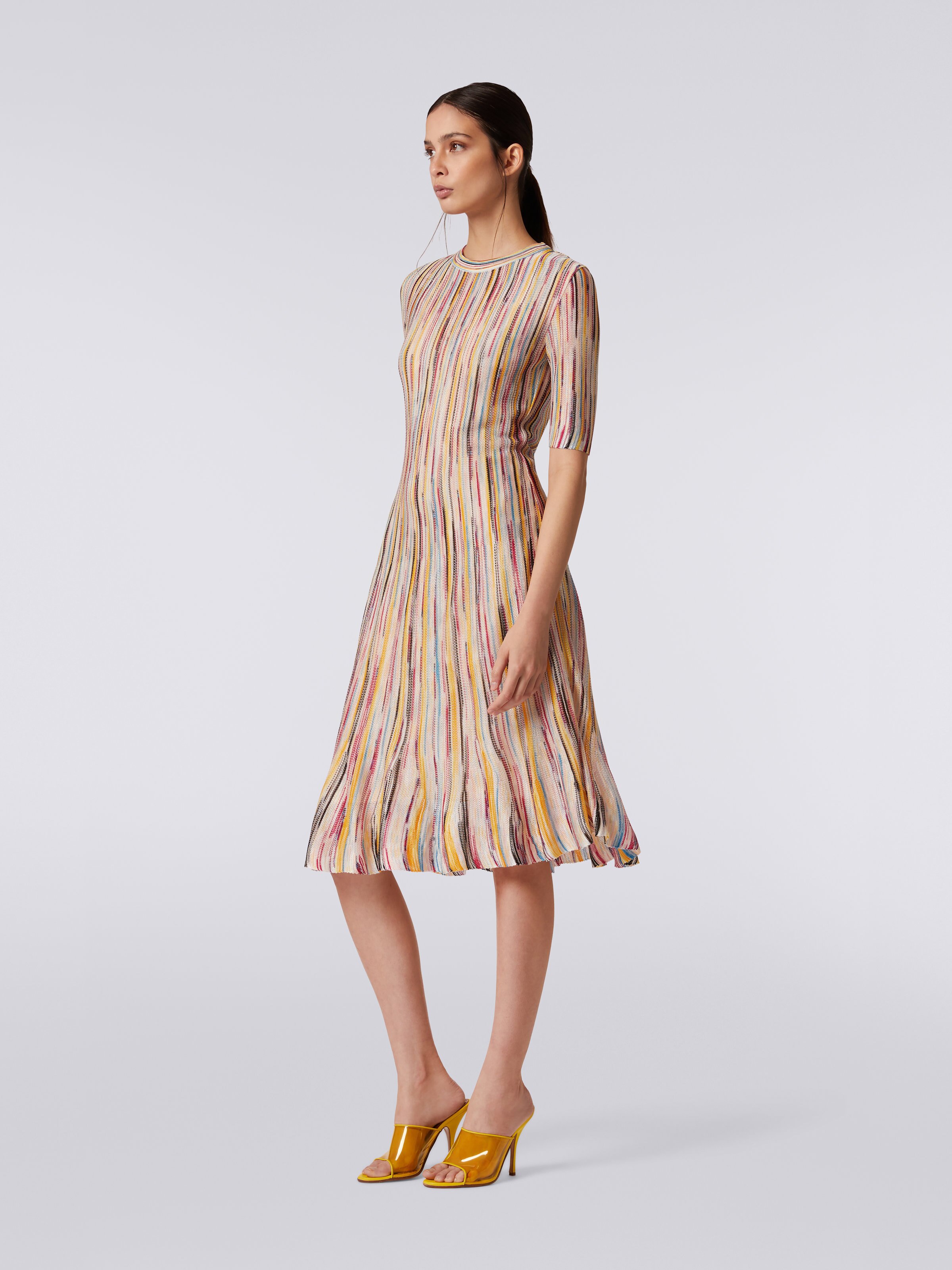 Vestido longuette en mezcla de viscosa flameada, Multicolor  - 2
