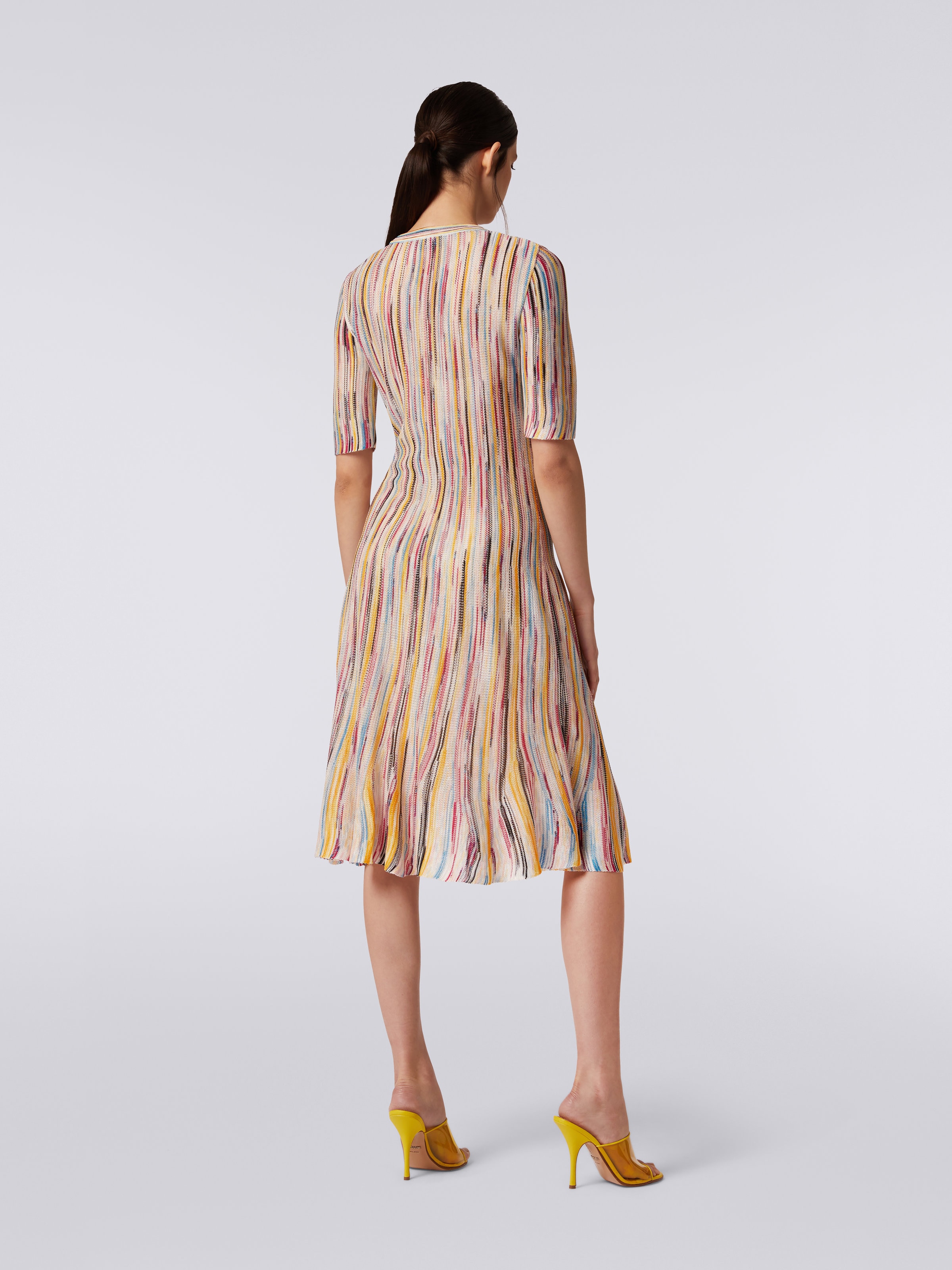 Vestido longuette en mezcla de viscosa flameada, Multicolor  - 3