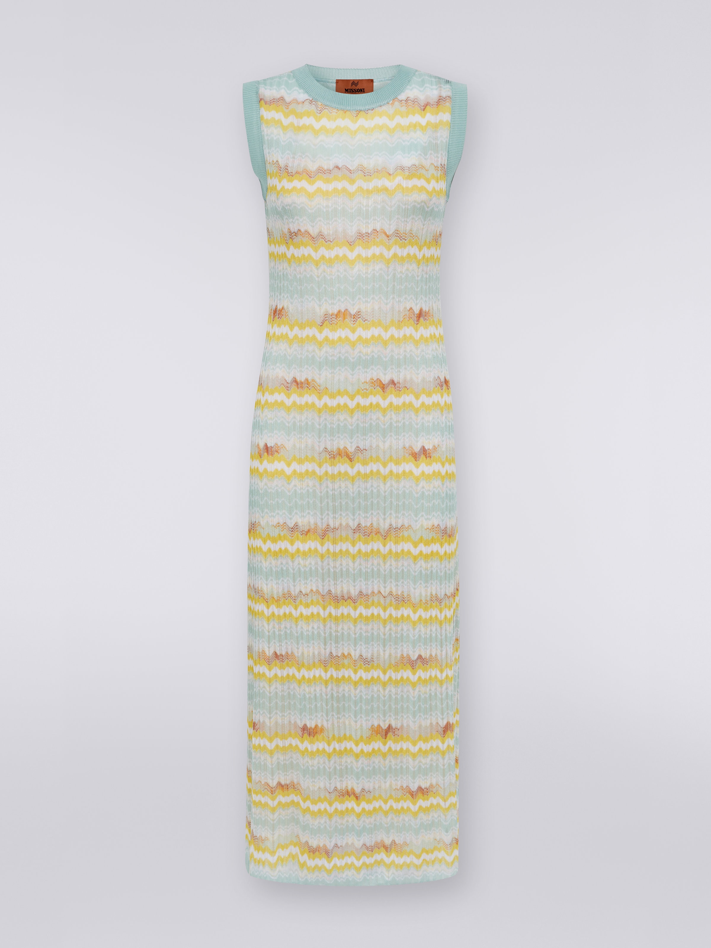 Multicoloured viscose sleeveless long dress, Multicoloured - 0