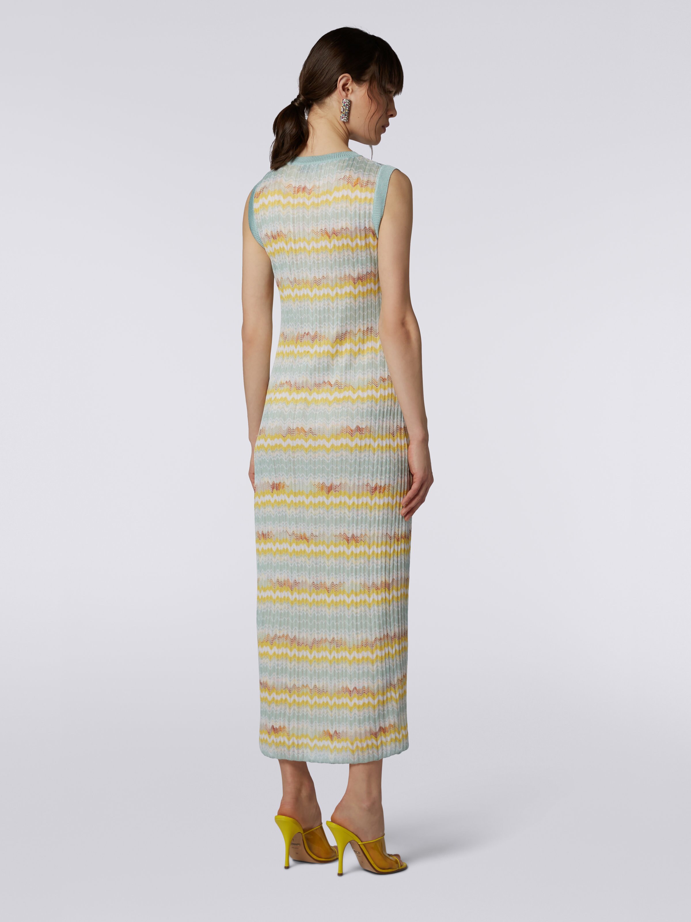 Multicoloured viscose sleeveless long dress, Multicoloured - 3
