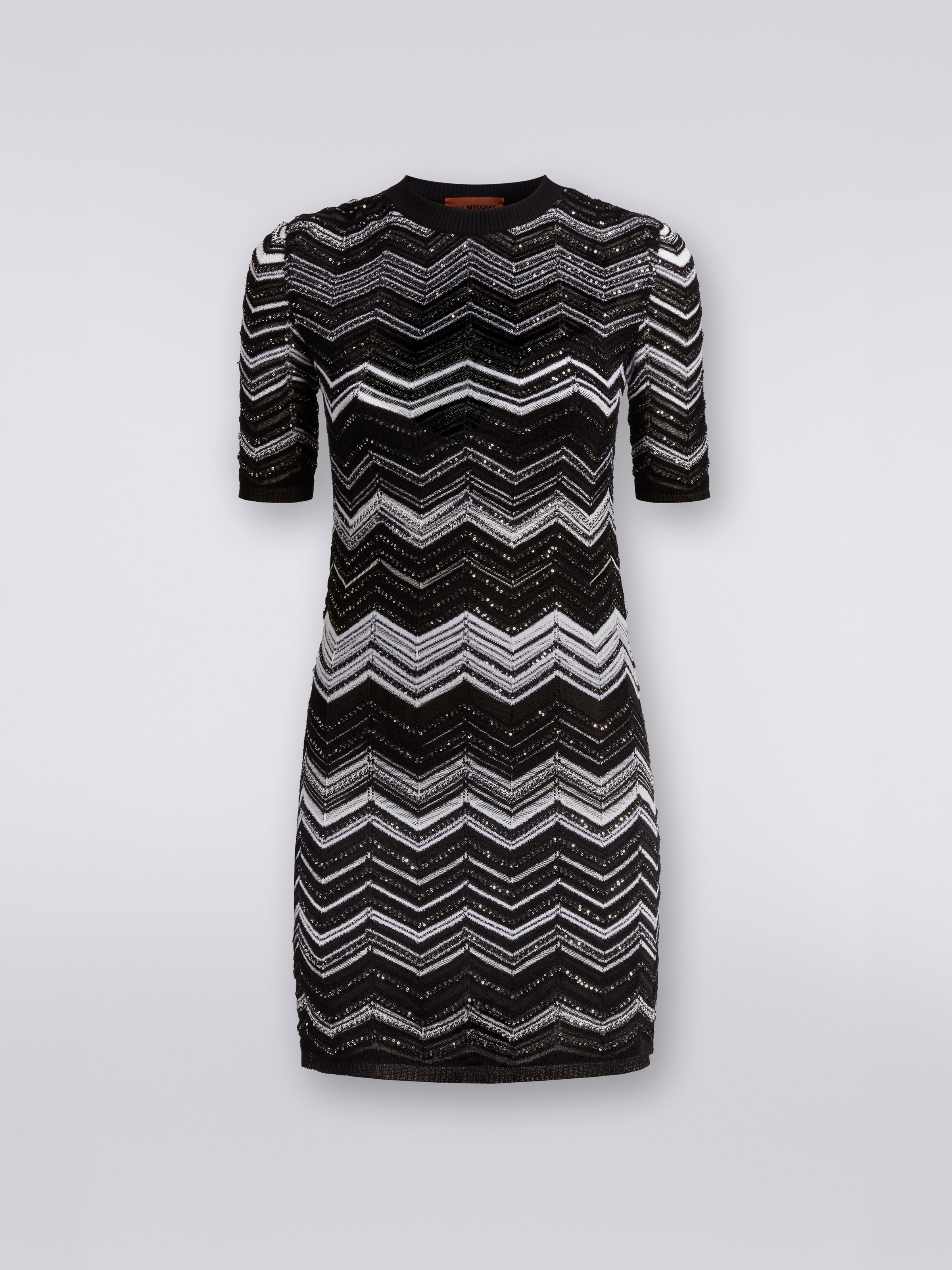 missoni black and white dress Striped sequin-embellished metalic crochet-knit maxi dress - black