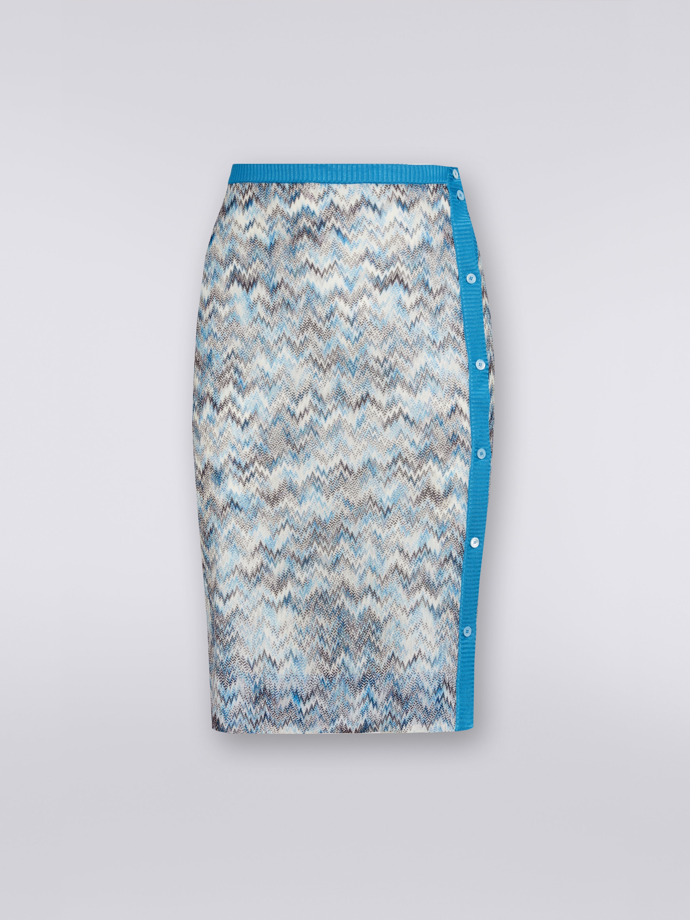 Viscose longuette skirt with side button placket, Multicoloured - 0
