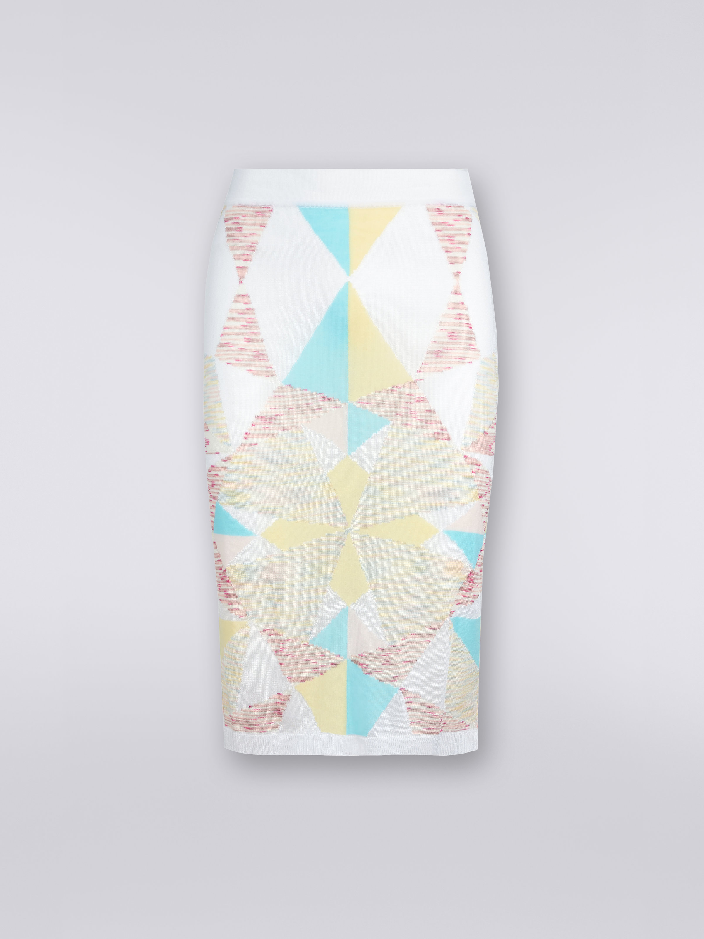 Falda longuette en mezcla de viscosa y algodón con motivo de estrellas, Multicolor  - 0
