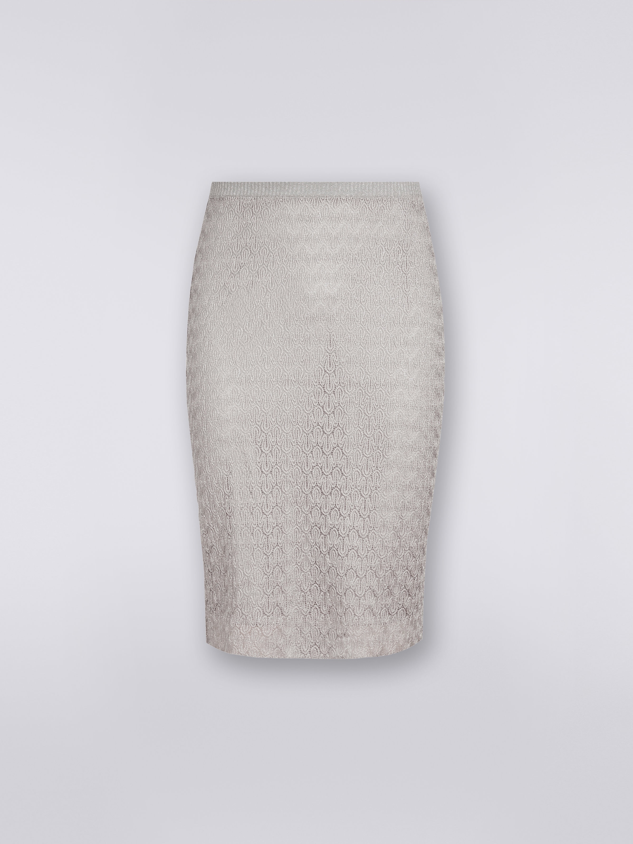 Raschel-worked lace and lamé skirt, Silver & Grey Lamé - 0