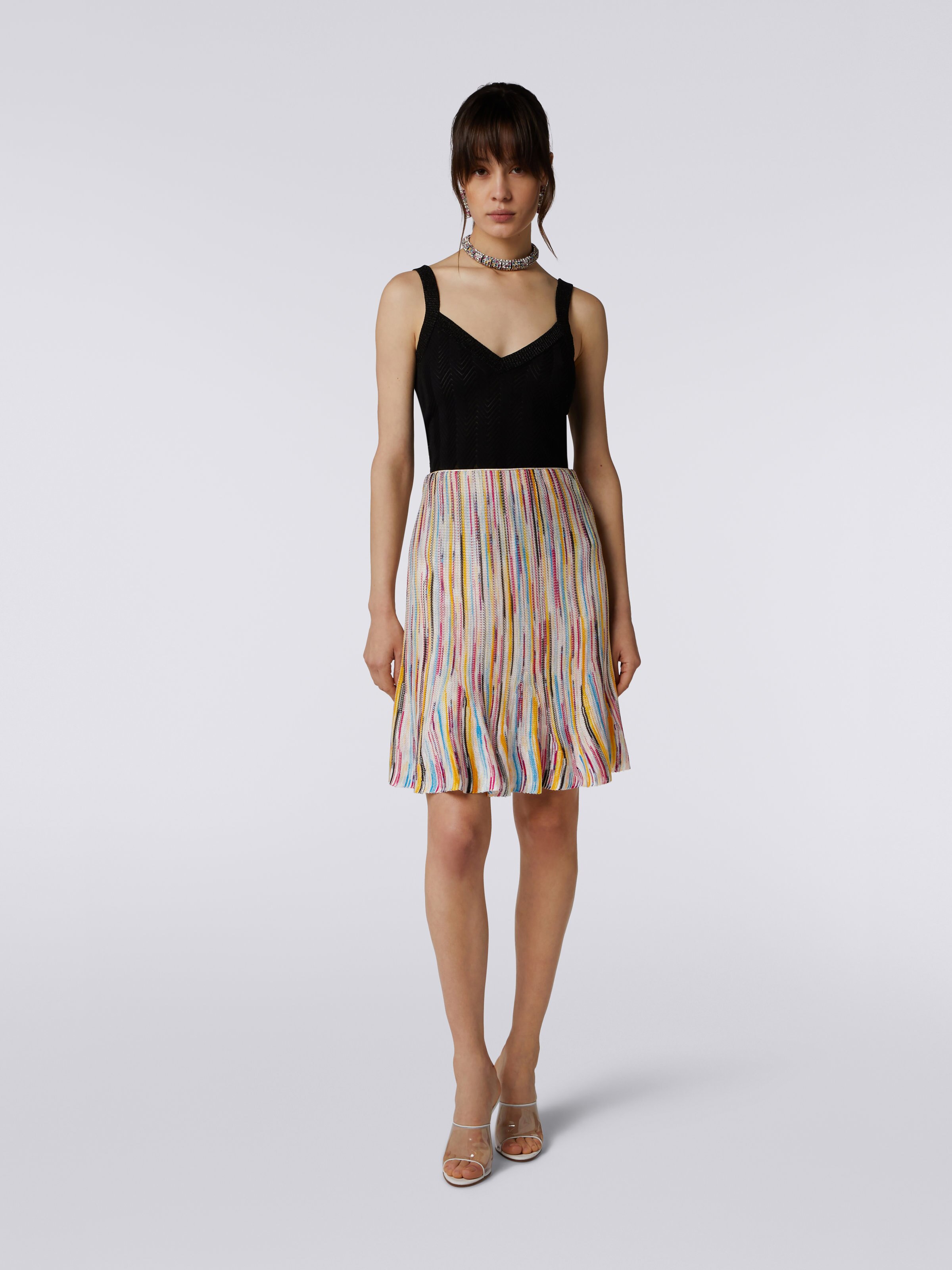 Slub viscose blend skirt, Multicoloured  - 1