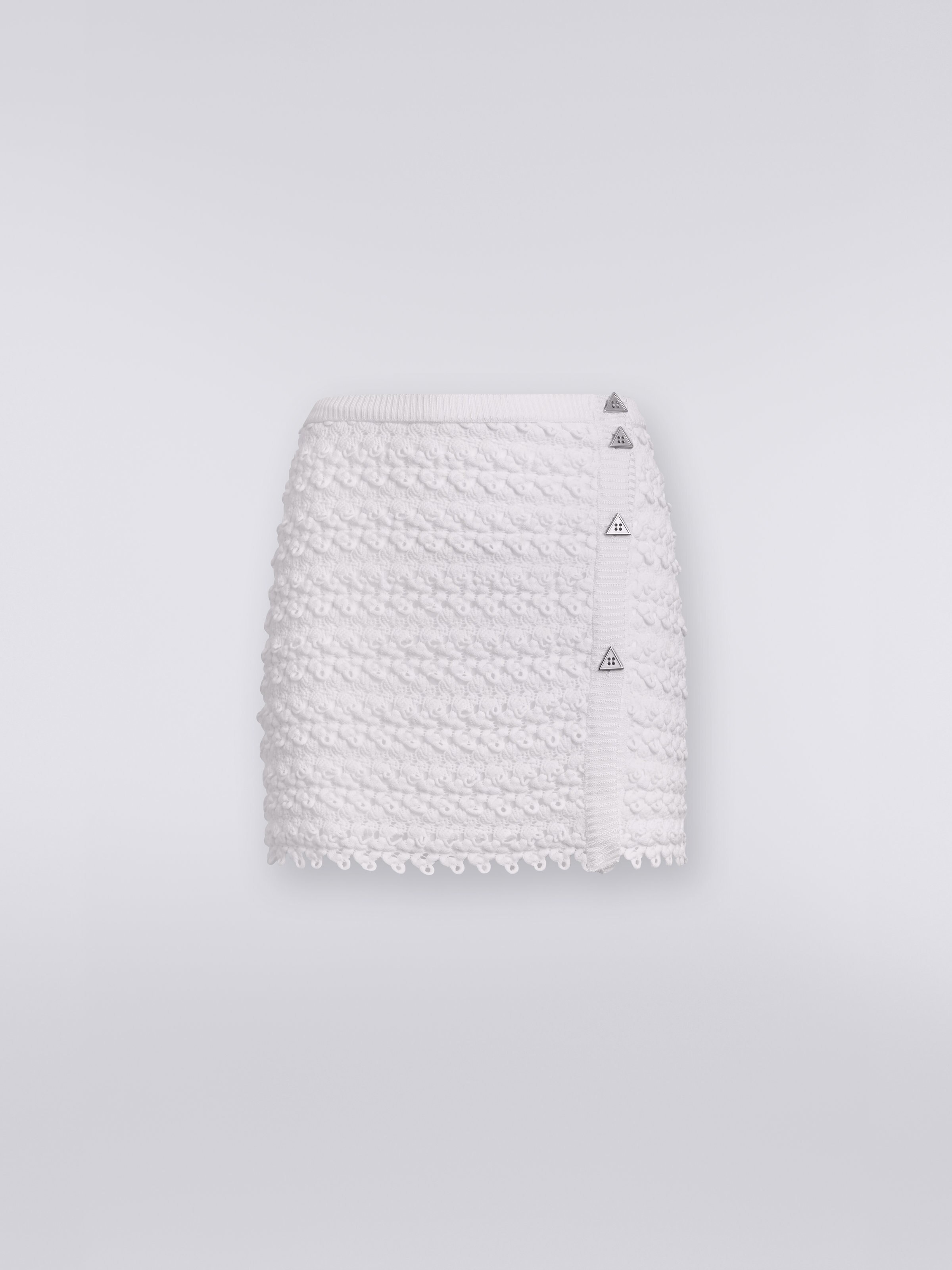 Viscose blend wrap-around miniskirt, White  - 0