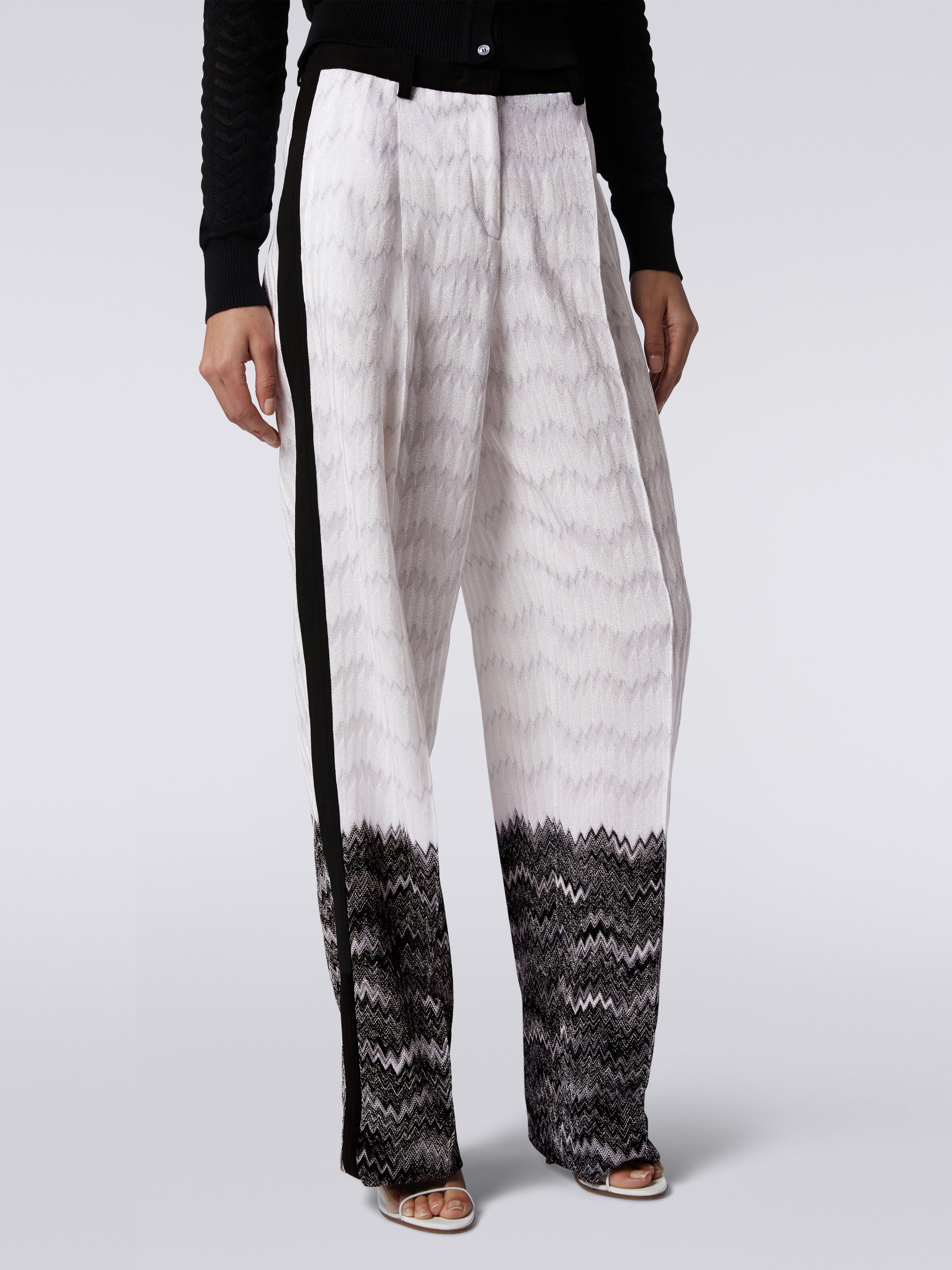 Klassische zweifarbige Hose mit Schlangenmotiv und Lurex, Mehrfarbig  - 4