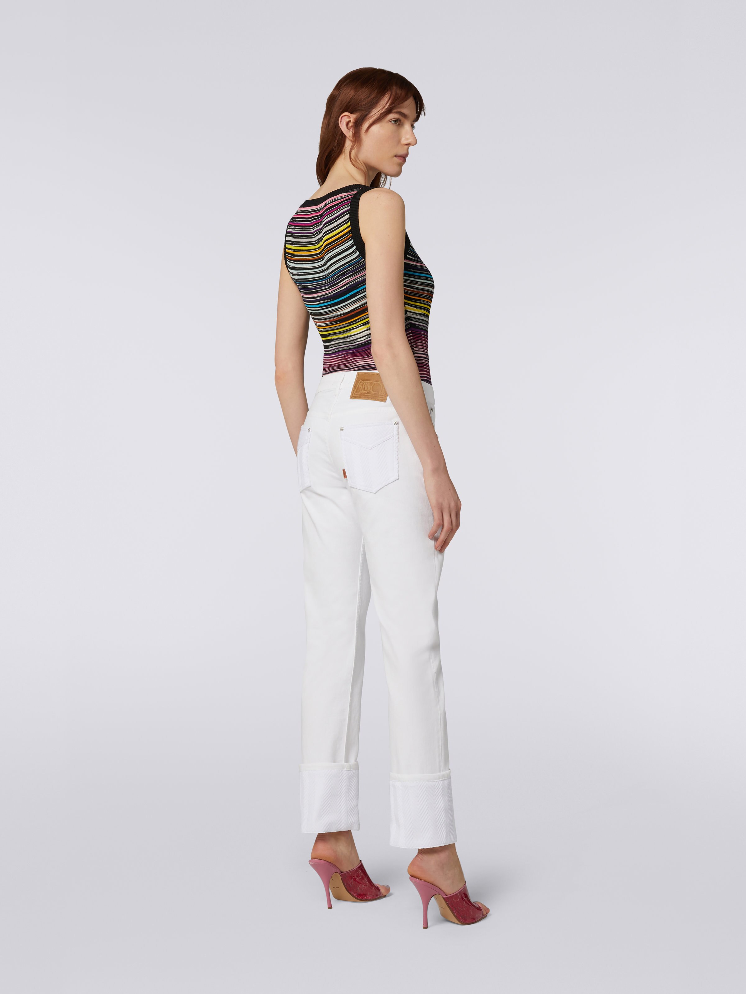 Five-Pocket-Hose aus Stretch-Baumwolle mit Strickeinsätzen, Denim - 3