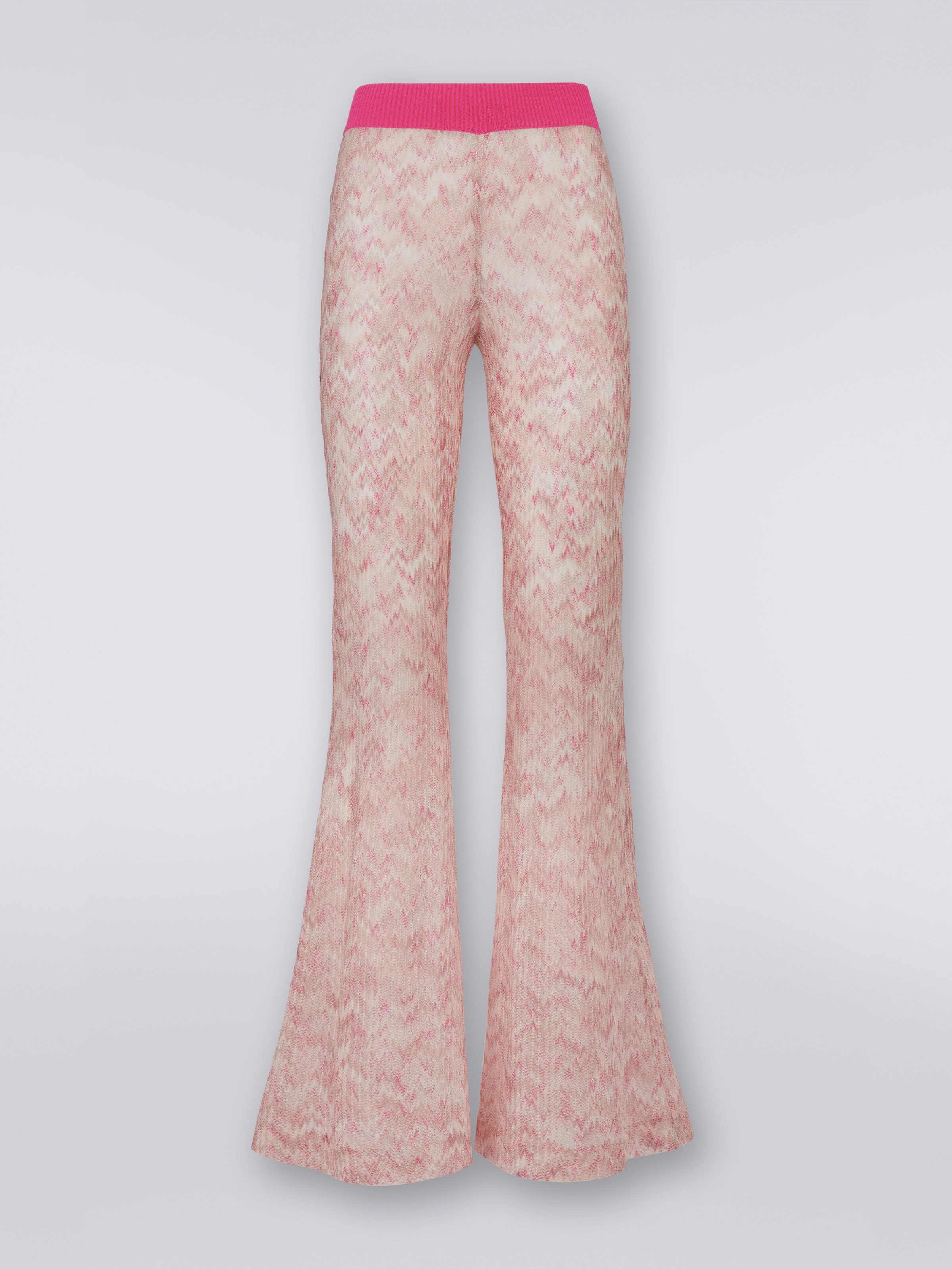 Viscose flared trousers with snake pattern, Multicoloured - 0