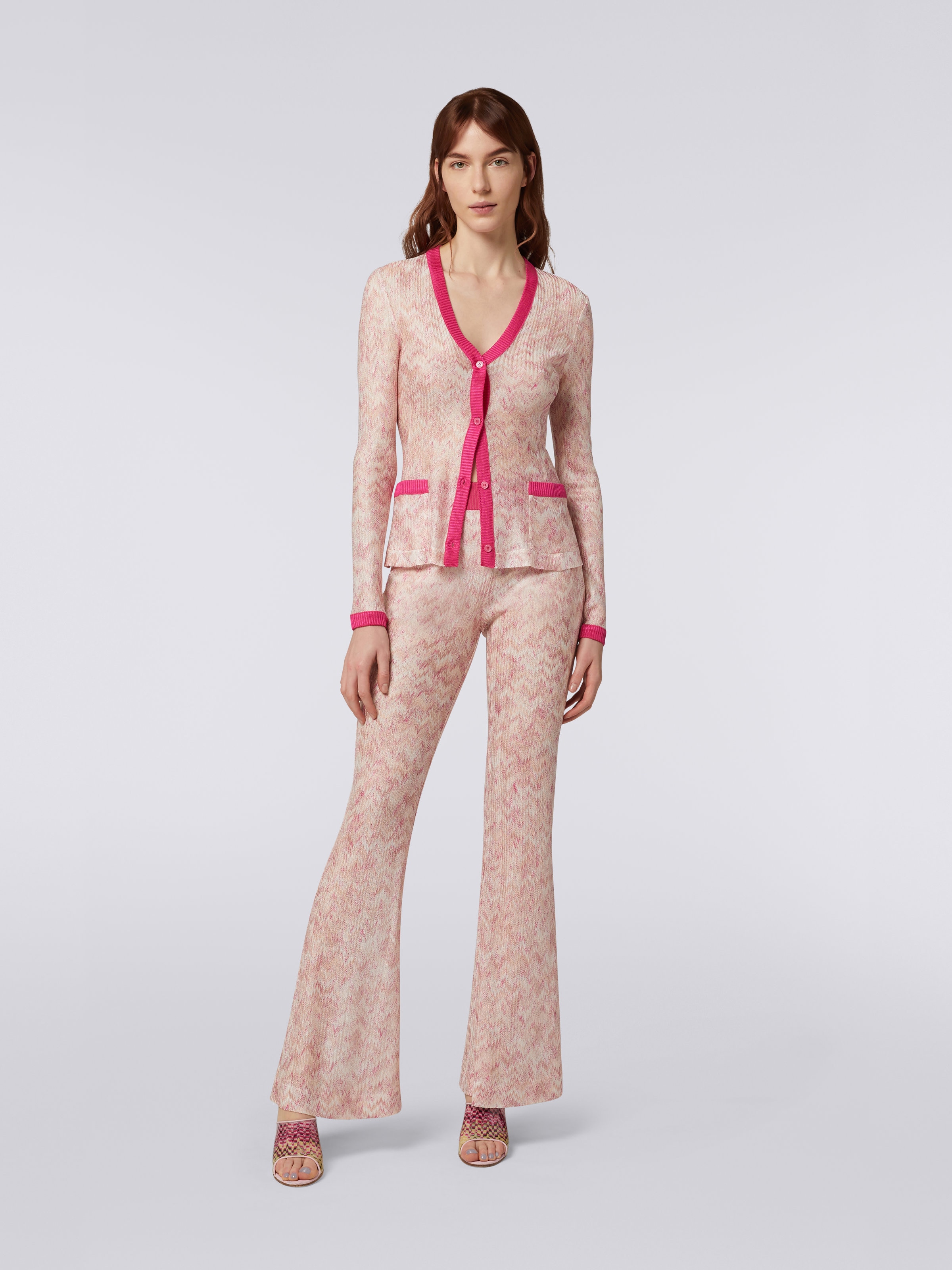 Viscose flared trousers with snake pattern, Multicoloured - 1