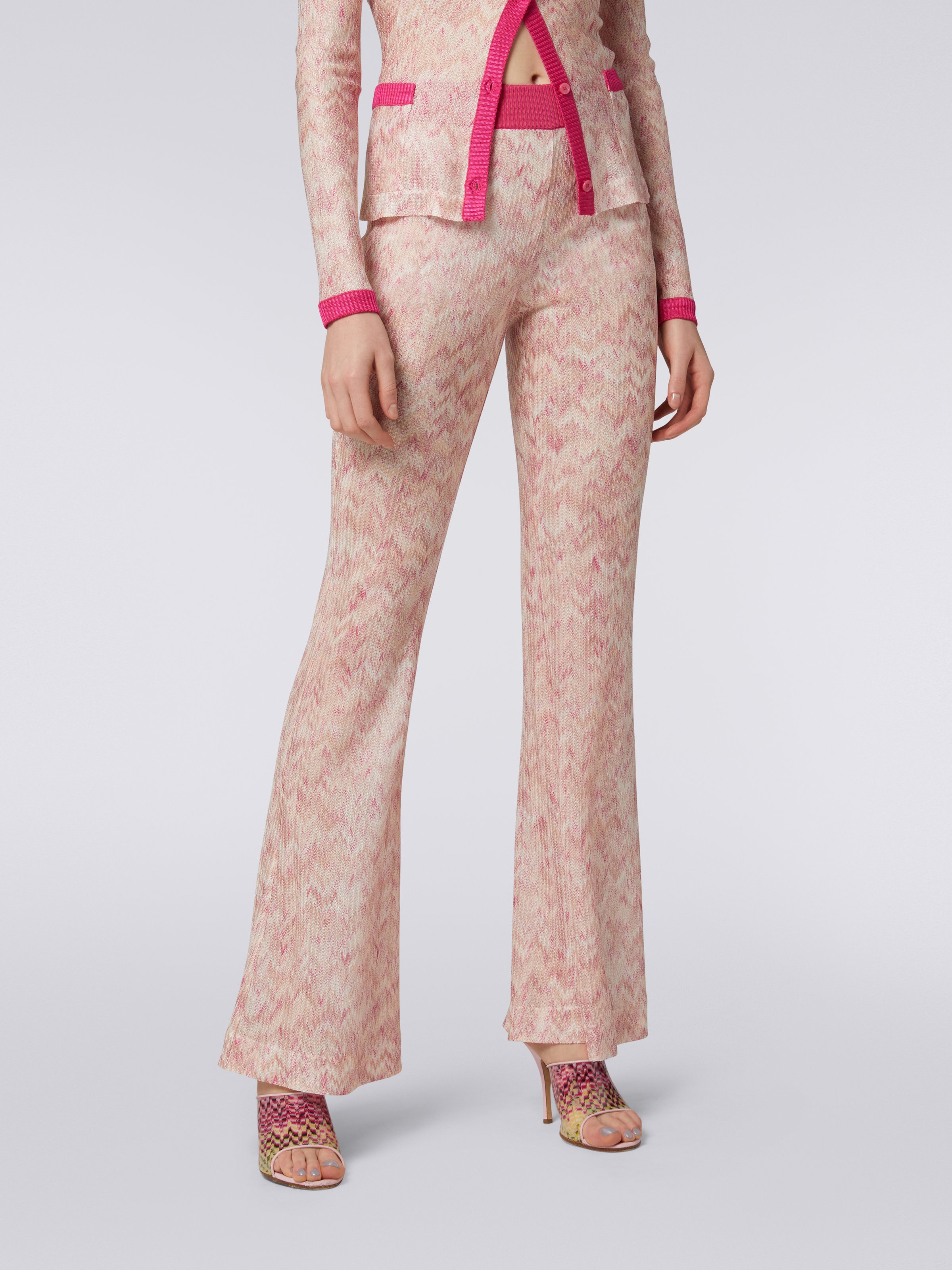 Viscose flared trousers with snake pattern, Multicoloured - 4