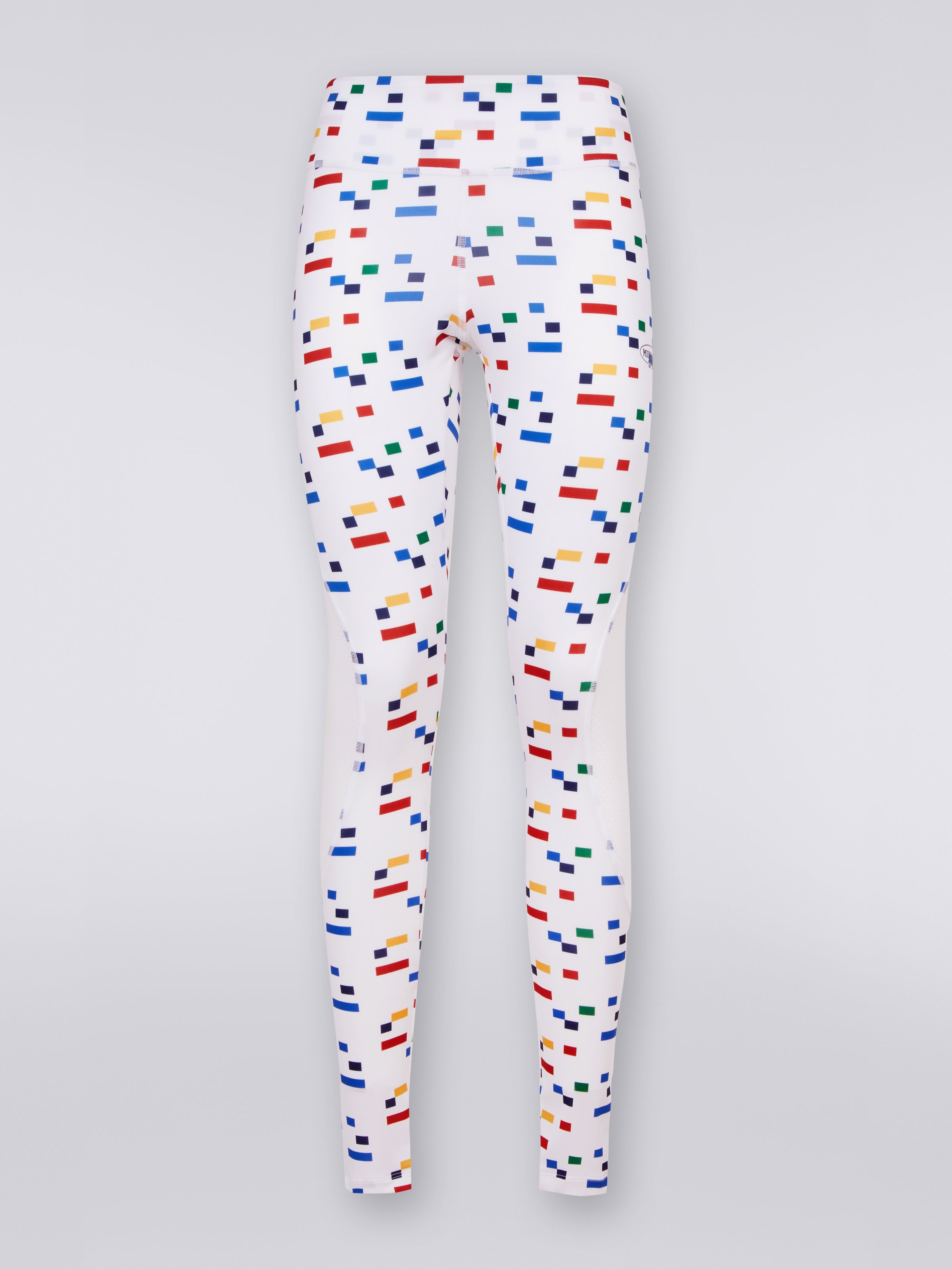 Leggings mit Netzeinsätzen und Pixelprint, Legacy-Logo, Weiß & Mehrfarbig Heritage - 0