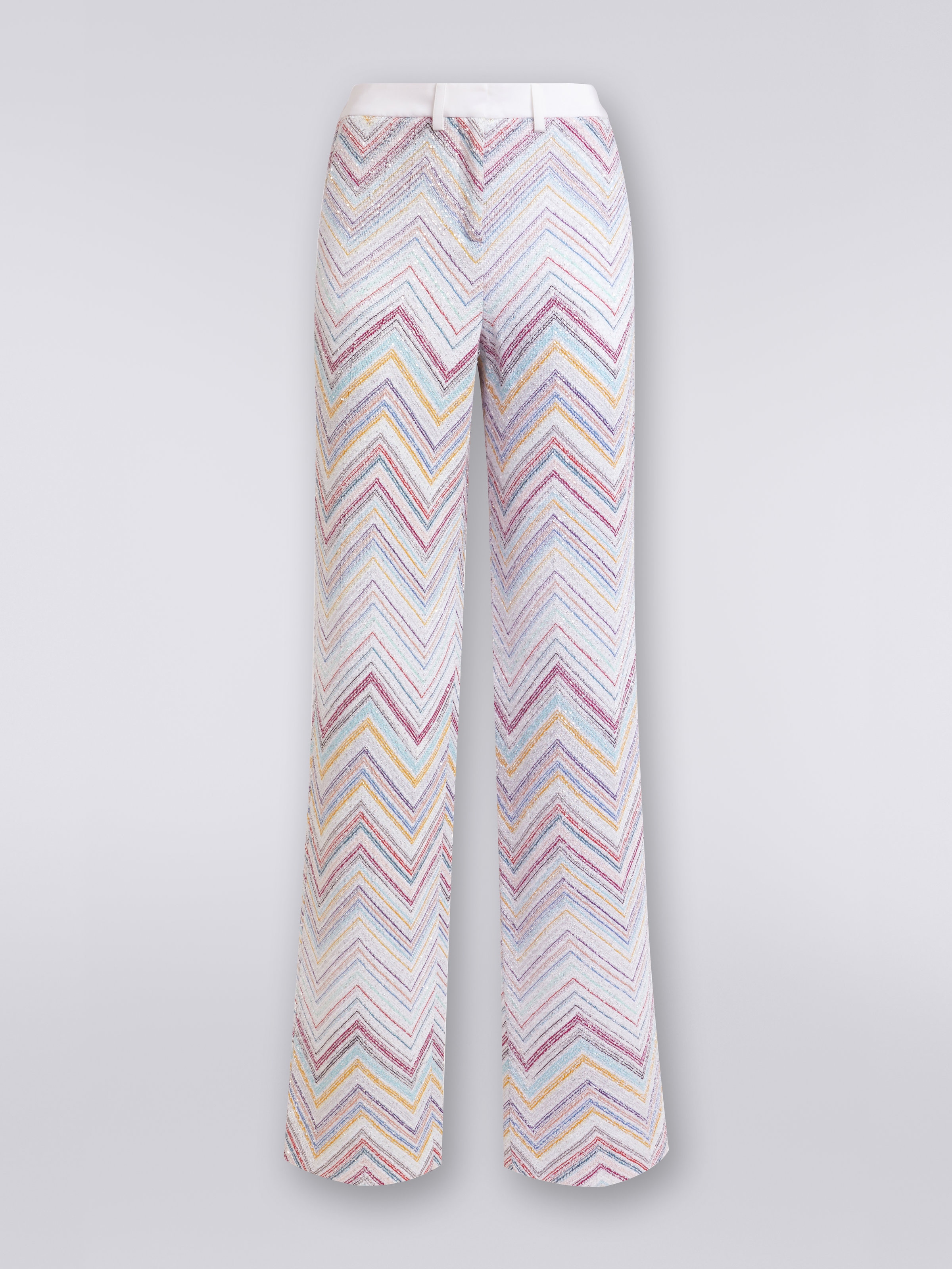 Pantalón clásico con lentejuelas, Multicolor  - 0