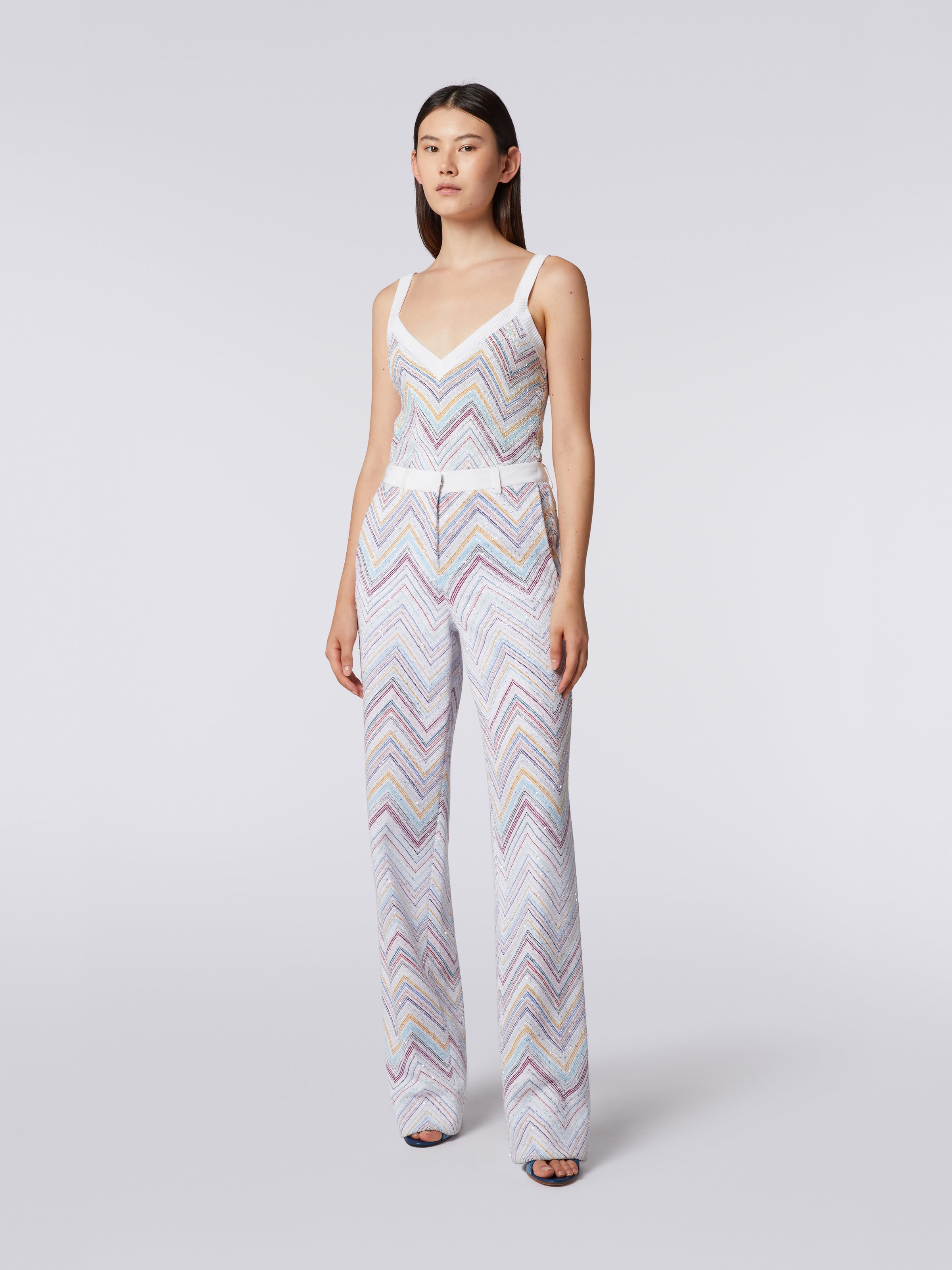 Pantalón clásico con lentejuelas, Multicolor  - 1