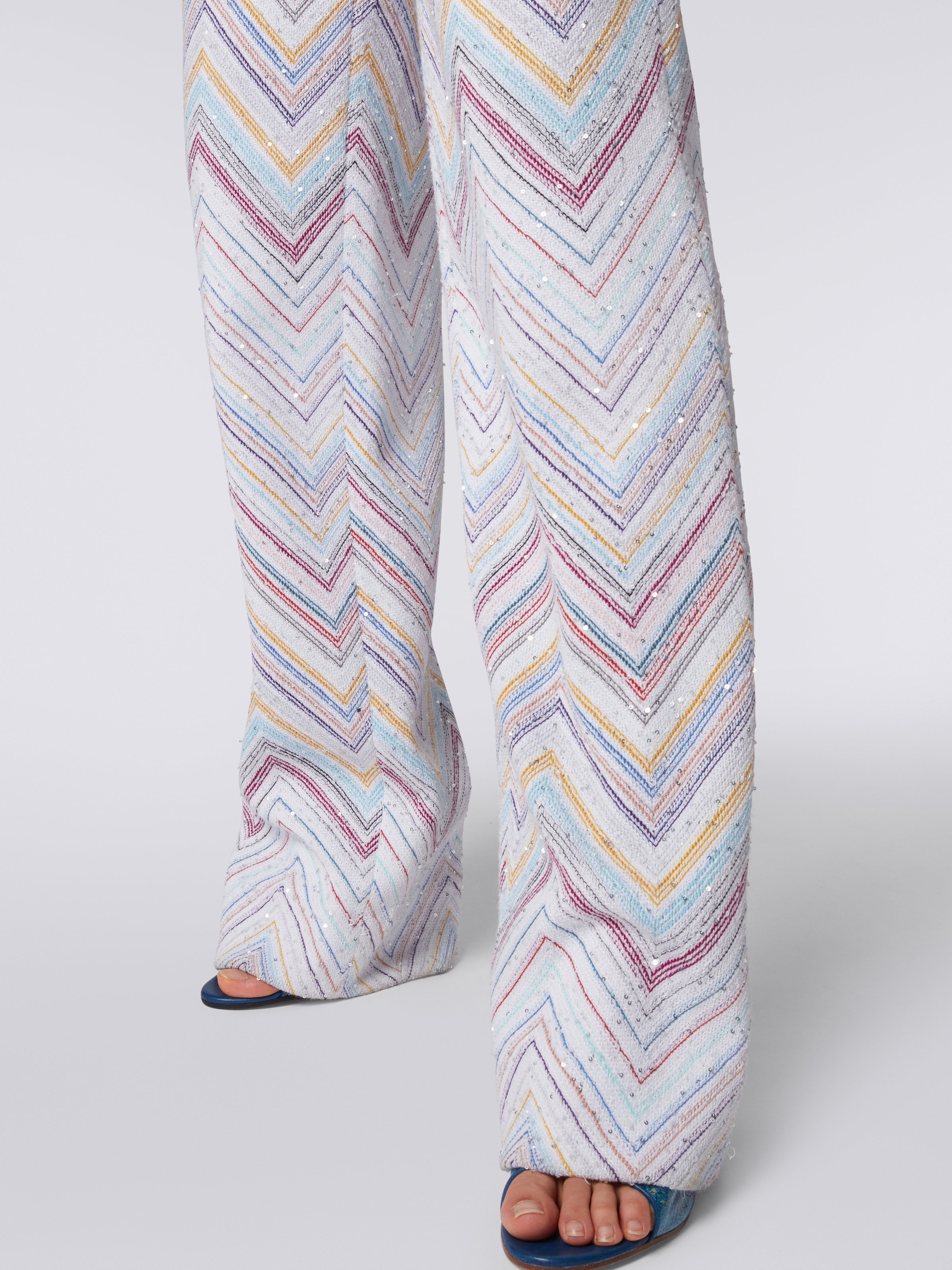 Pantalón clásico con lentejuelas, Multicolor  - 4