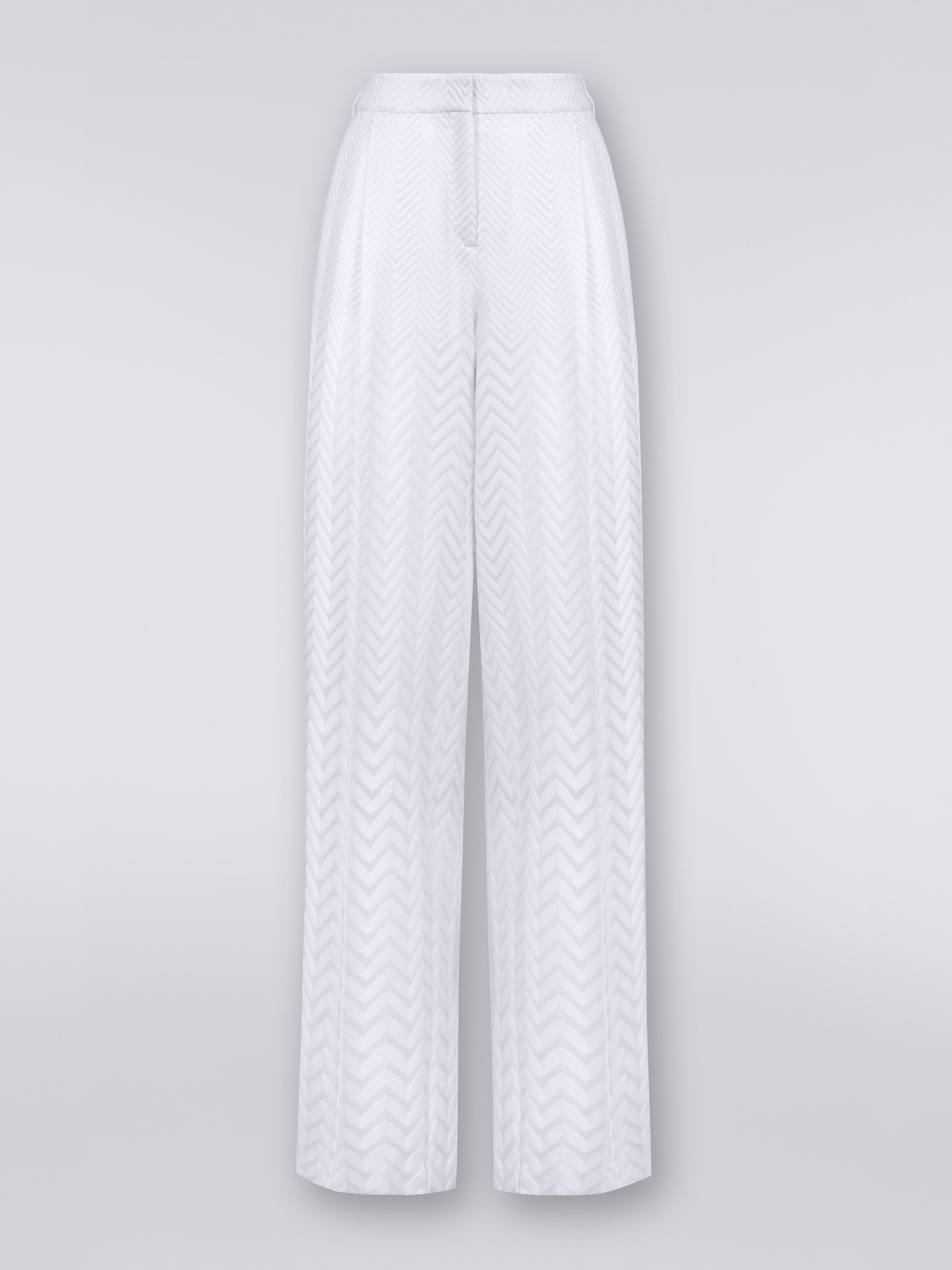 Classic cotton and viscose trousers, White  - 0