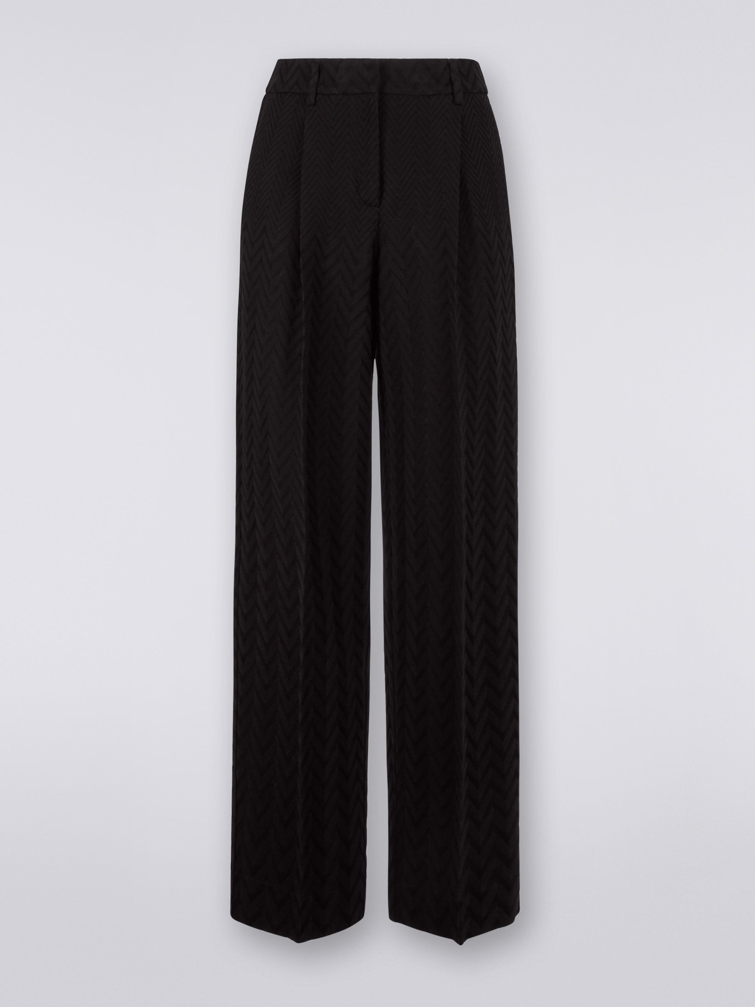 Pantalones clásicos de algodón y viscosa zigzag Negro | Missoni