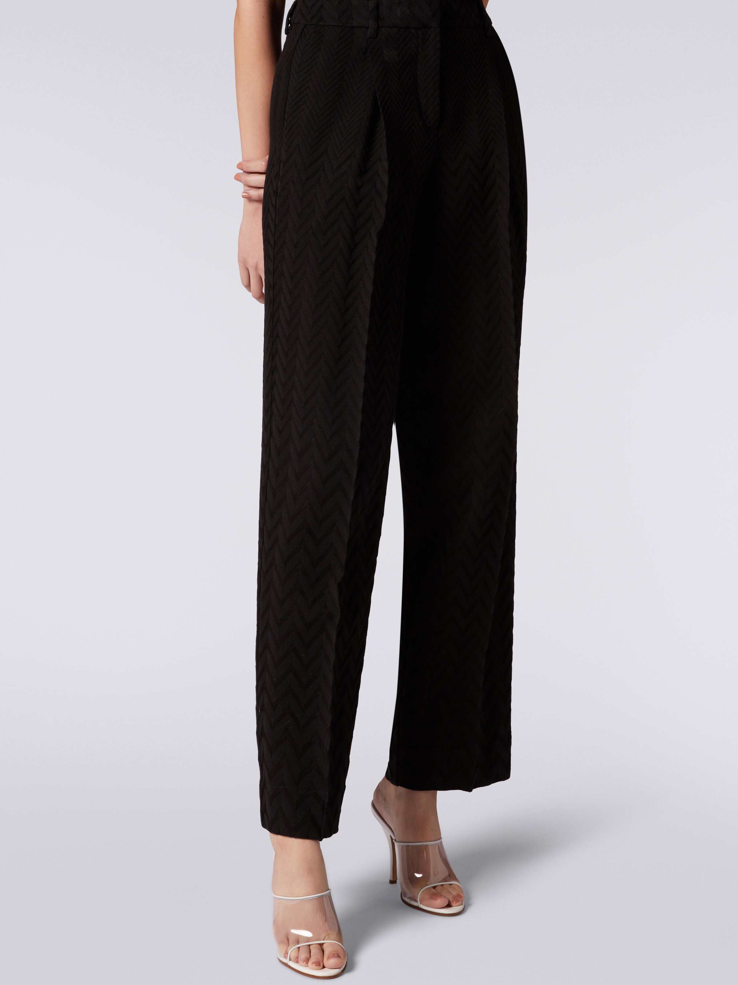 Classic cotton and viscose trousers, Black    - 4