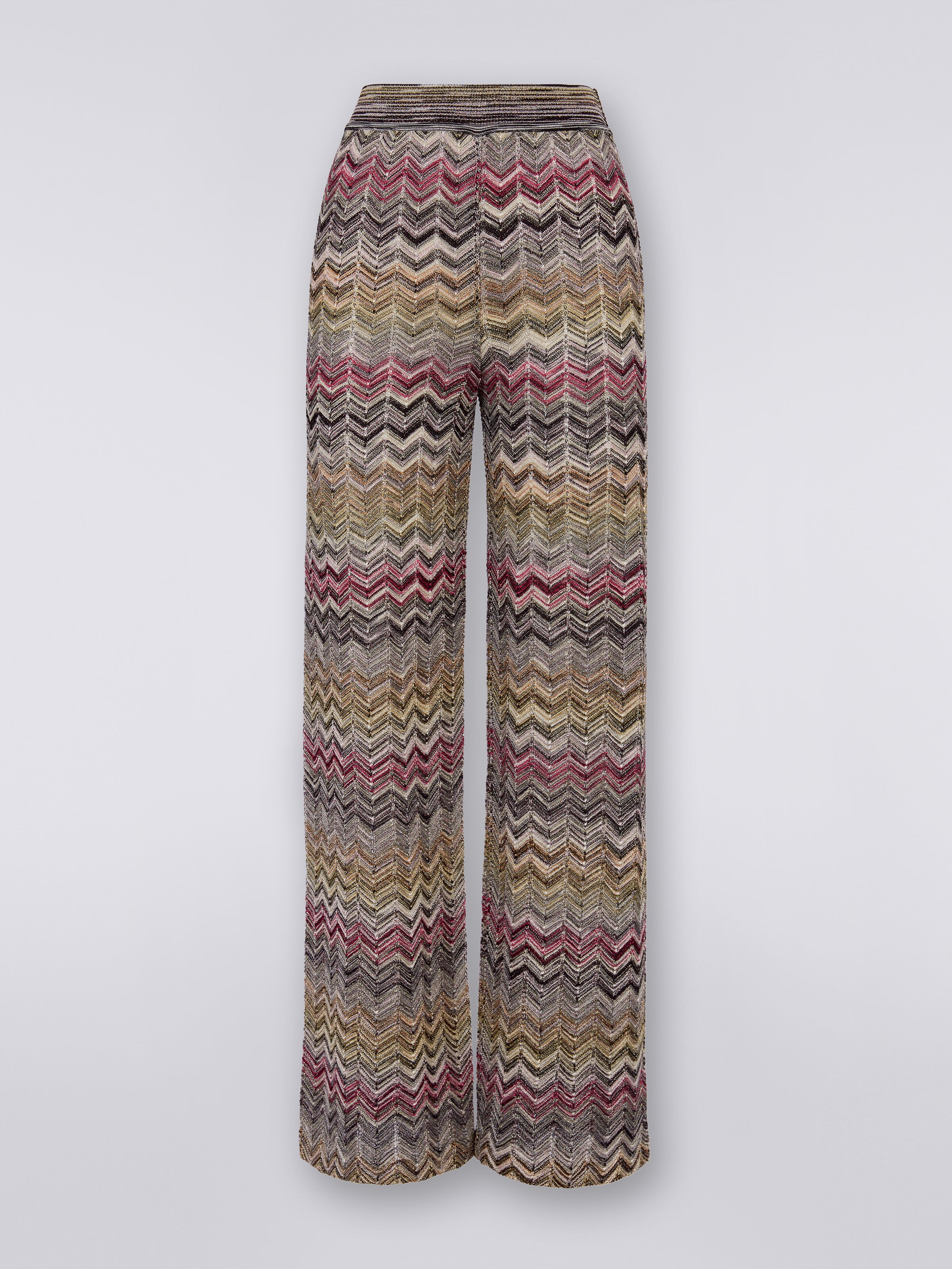 Multicoloured chevron straight trousers, Multicoloured - 0