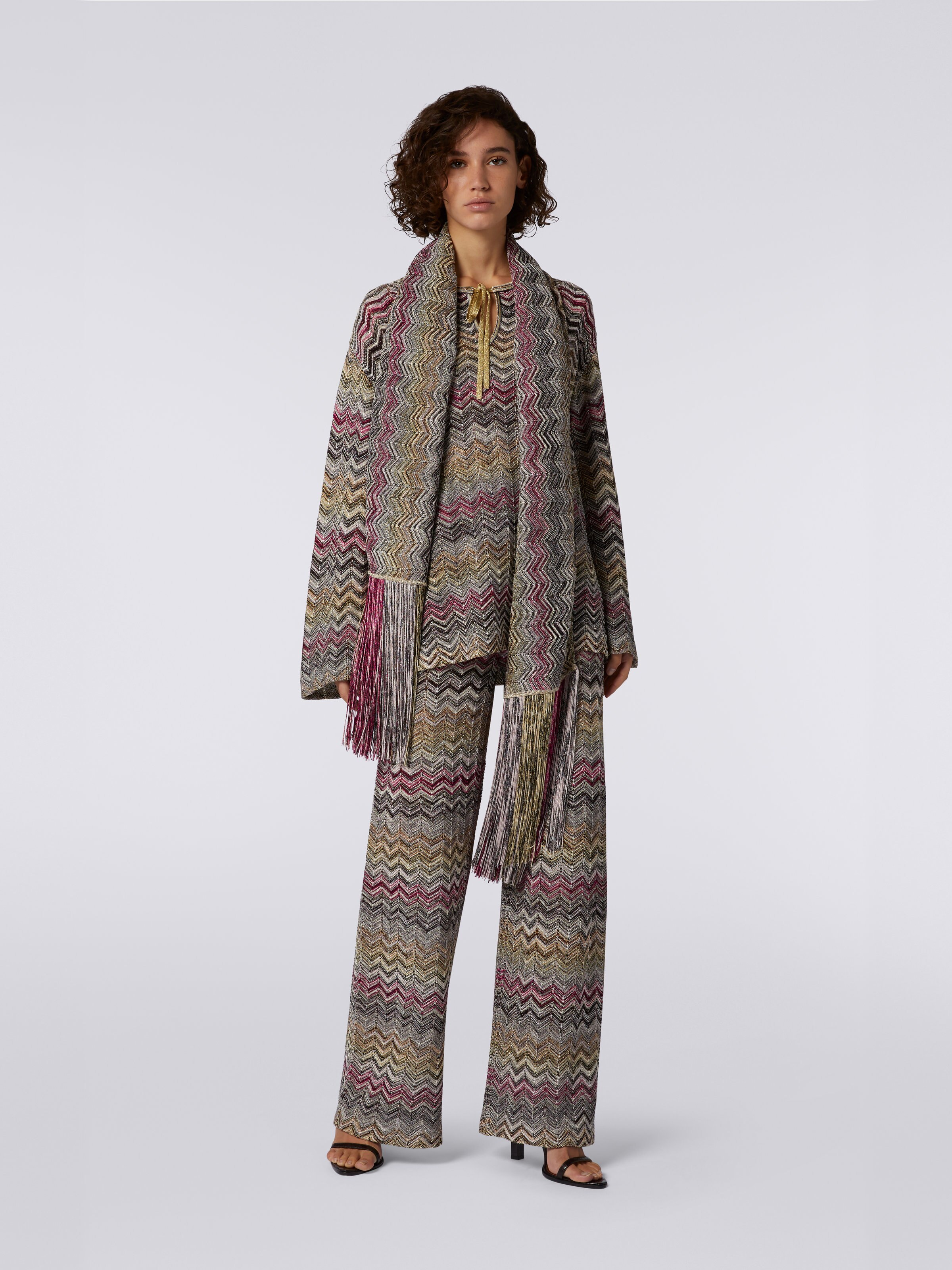 Multicoloured chevron straight trousers, Multicoloured - 1