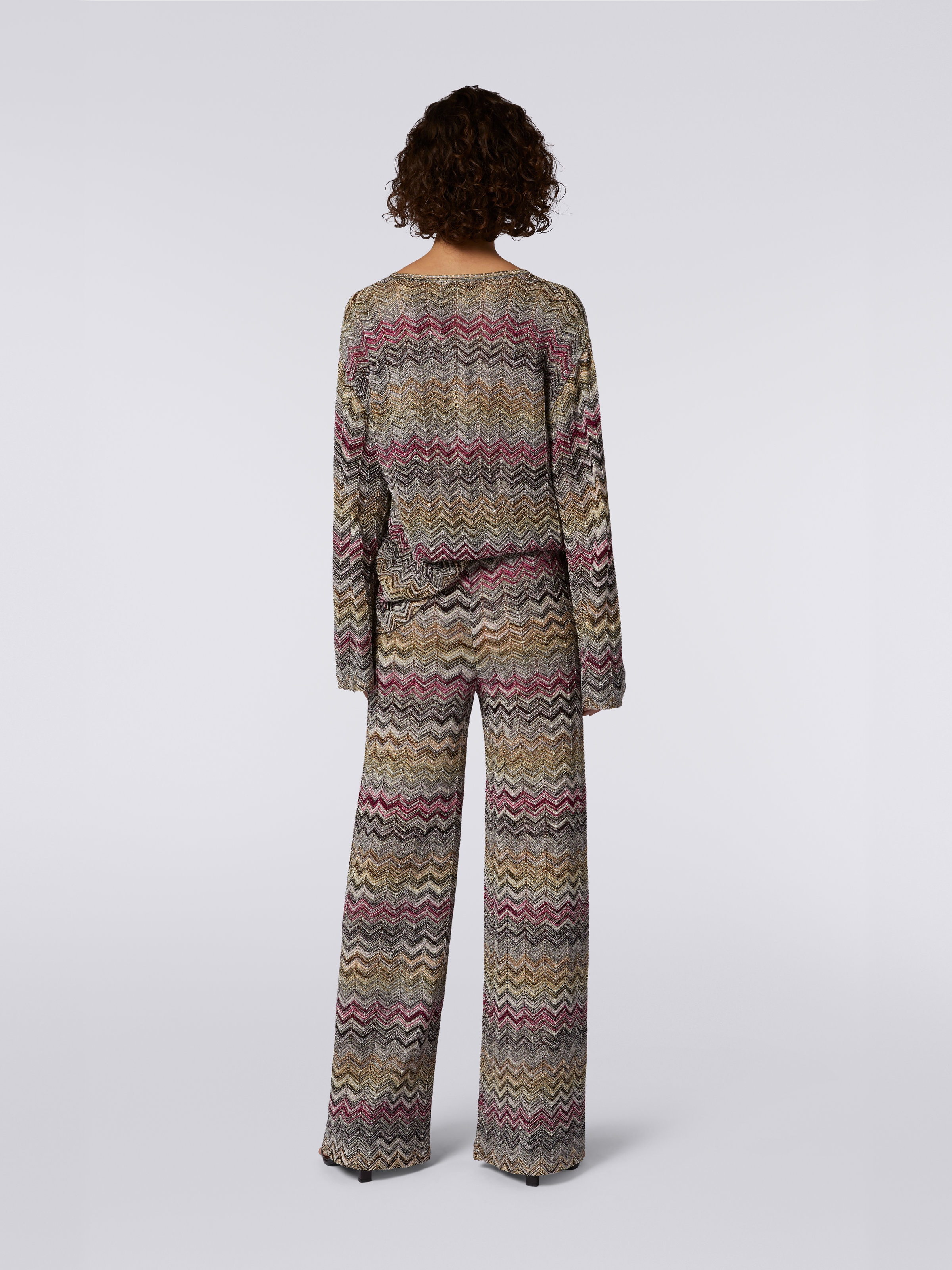 Multicoloured chevron straight trousers, Multicoloured - 3