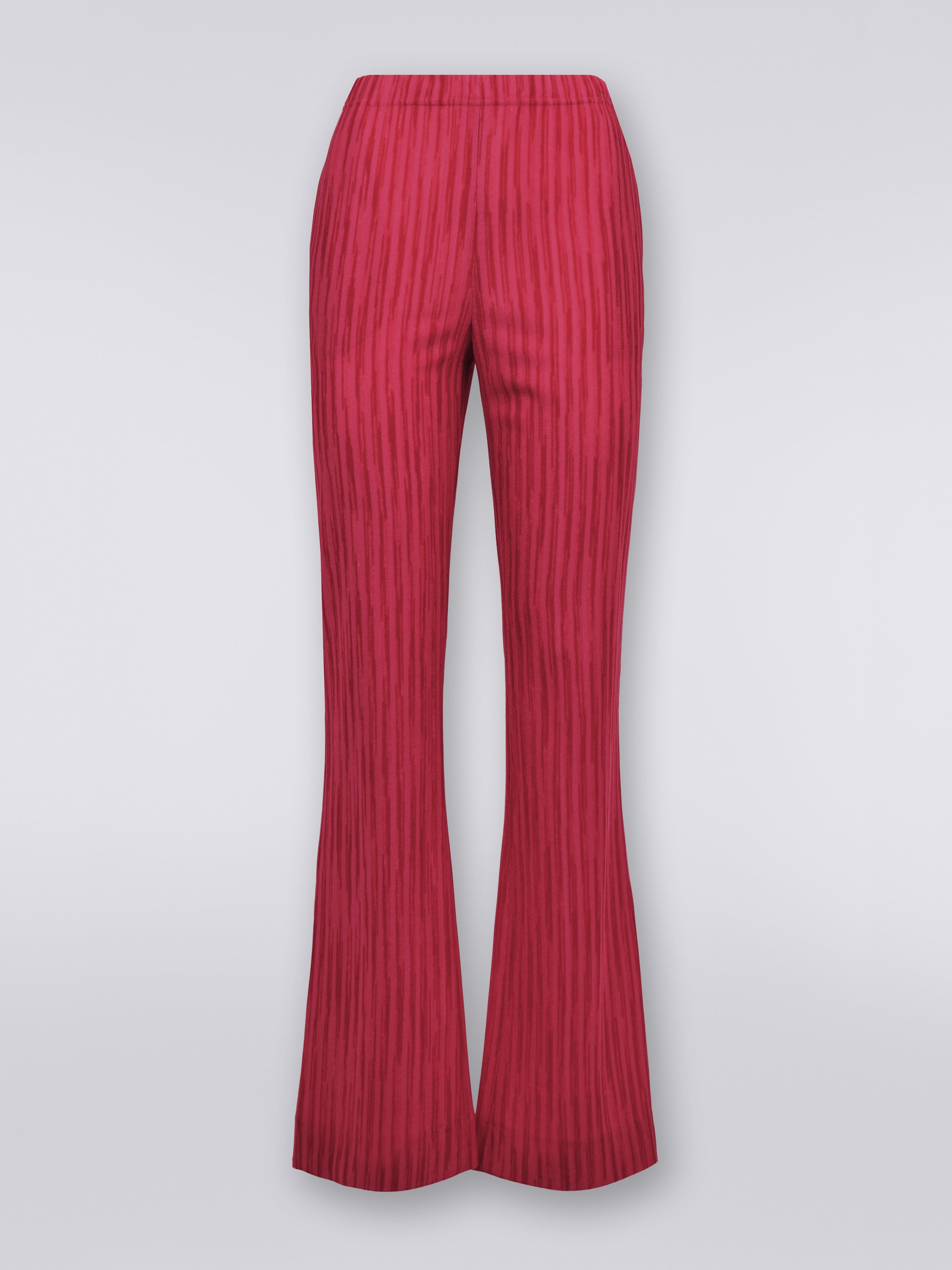 Pantalon fluide en viscose flammée, Fuchsia & Rouge - 0