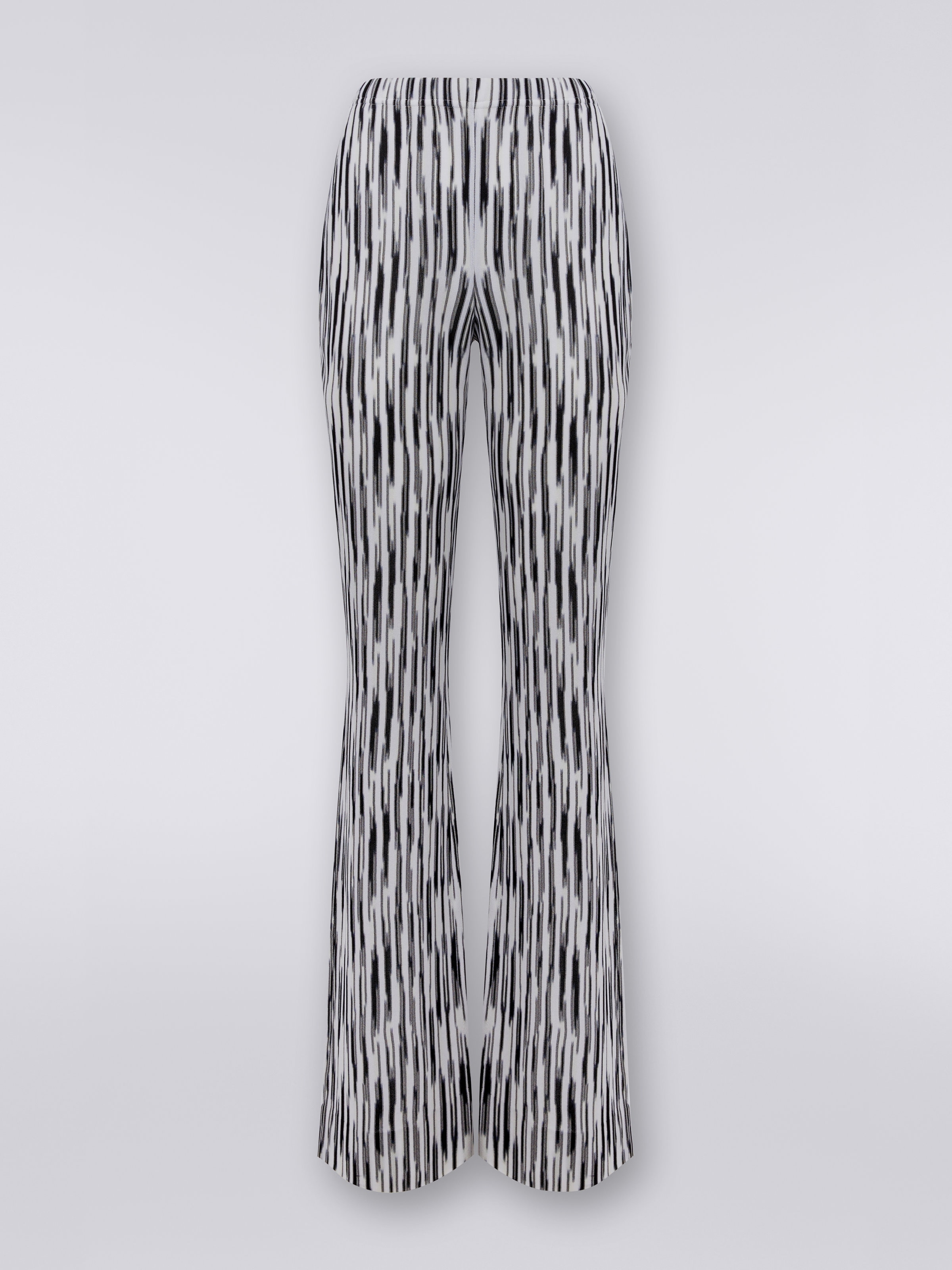 Pantalon fluide en viscose flammée, Noir & Blanc - 0