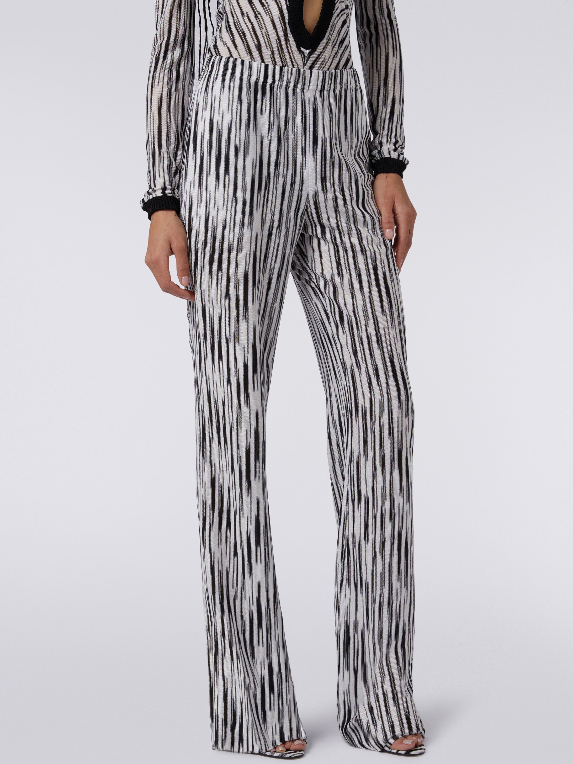 Pantalon fluide en viscose flammée, Noir & Blanc - 4
