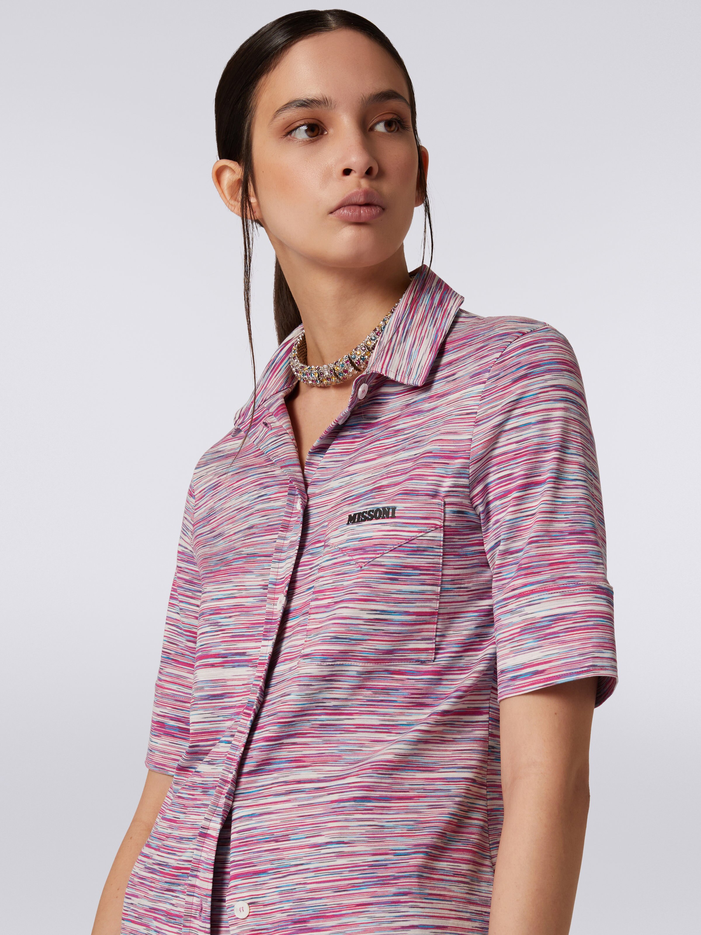 Short-sleeved shirt in slub cotton jersey Multicoloured | Missoni