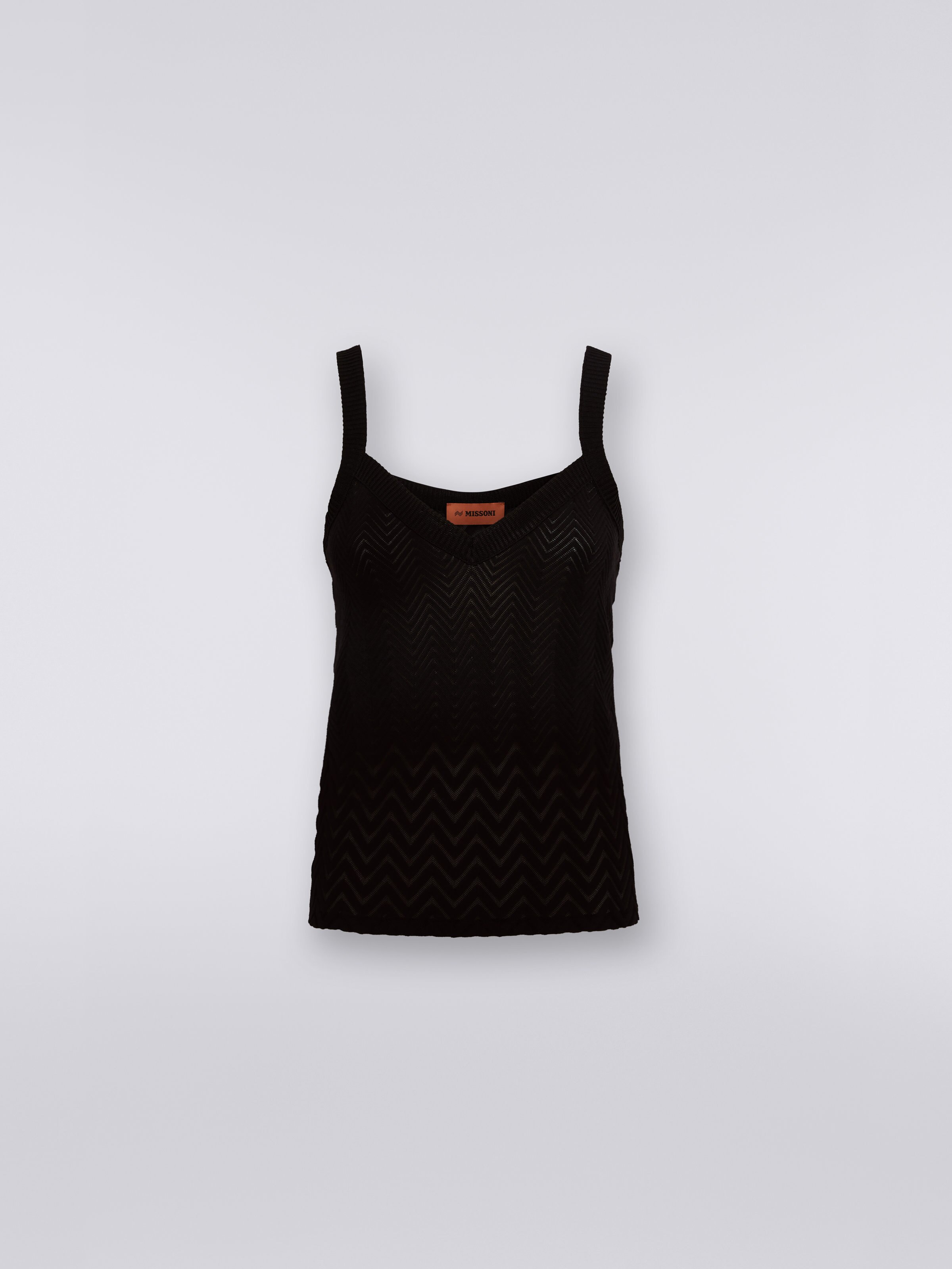 Tank Top aus Viskose mit Zickzackmuster im Dégradé-Look, Schwarz    - 0