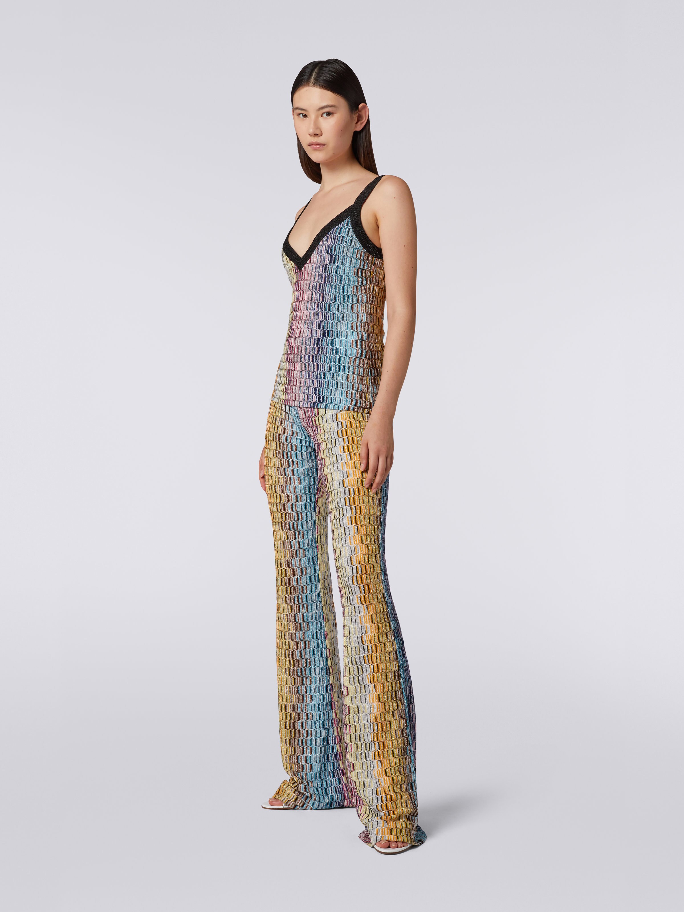 Viscose blend tank top with Greek fret motif, Multicoloured Lamé - 2