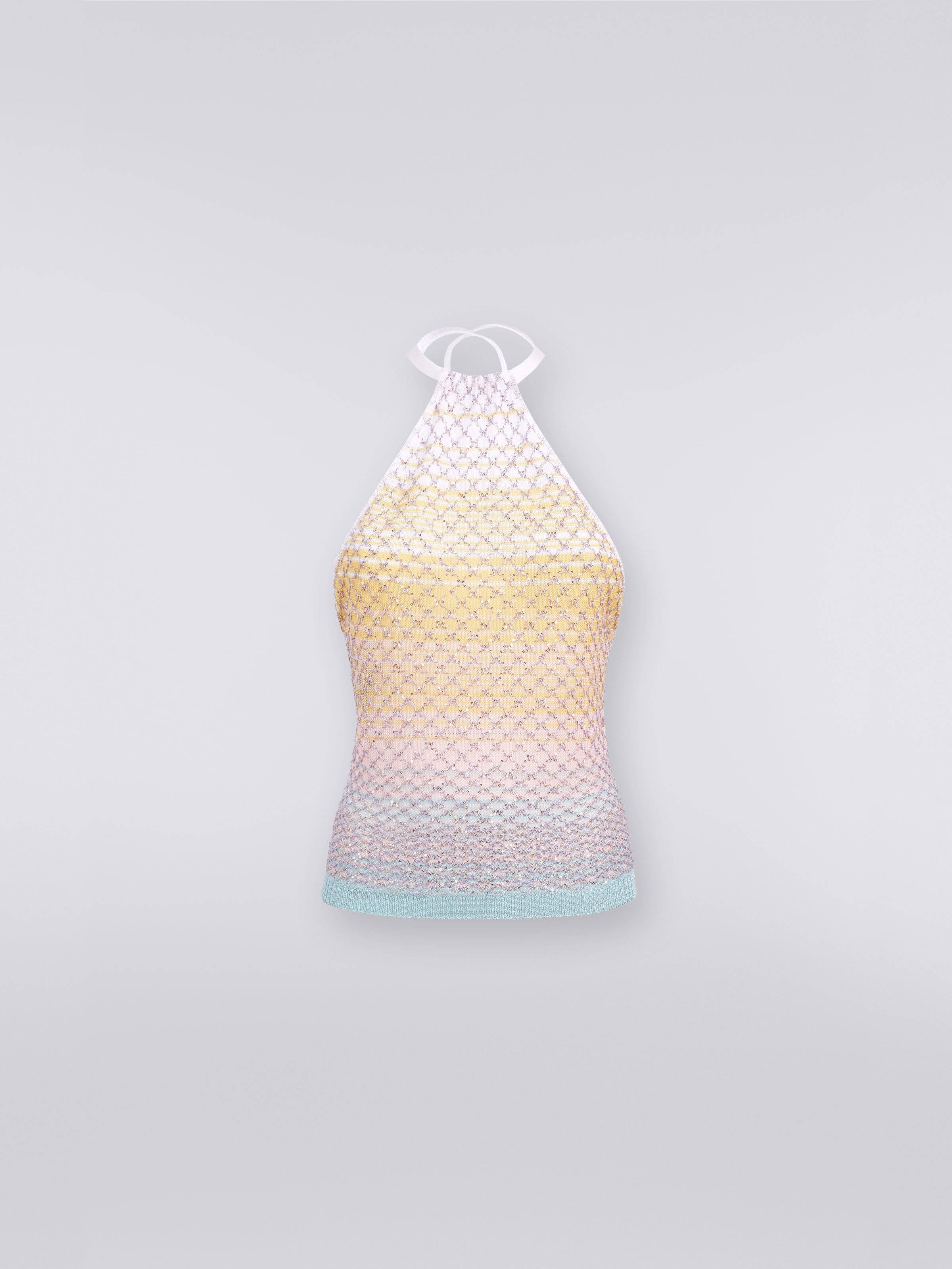 Mesh top with sequin appliqué, Multicoloured - 0