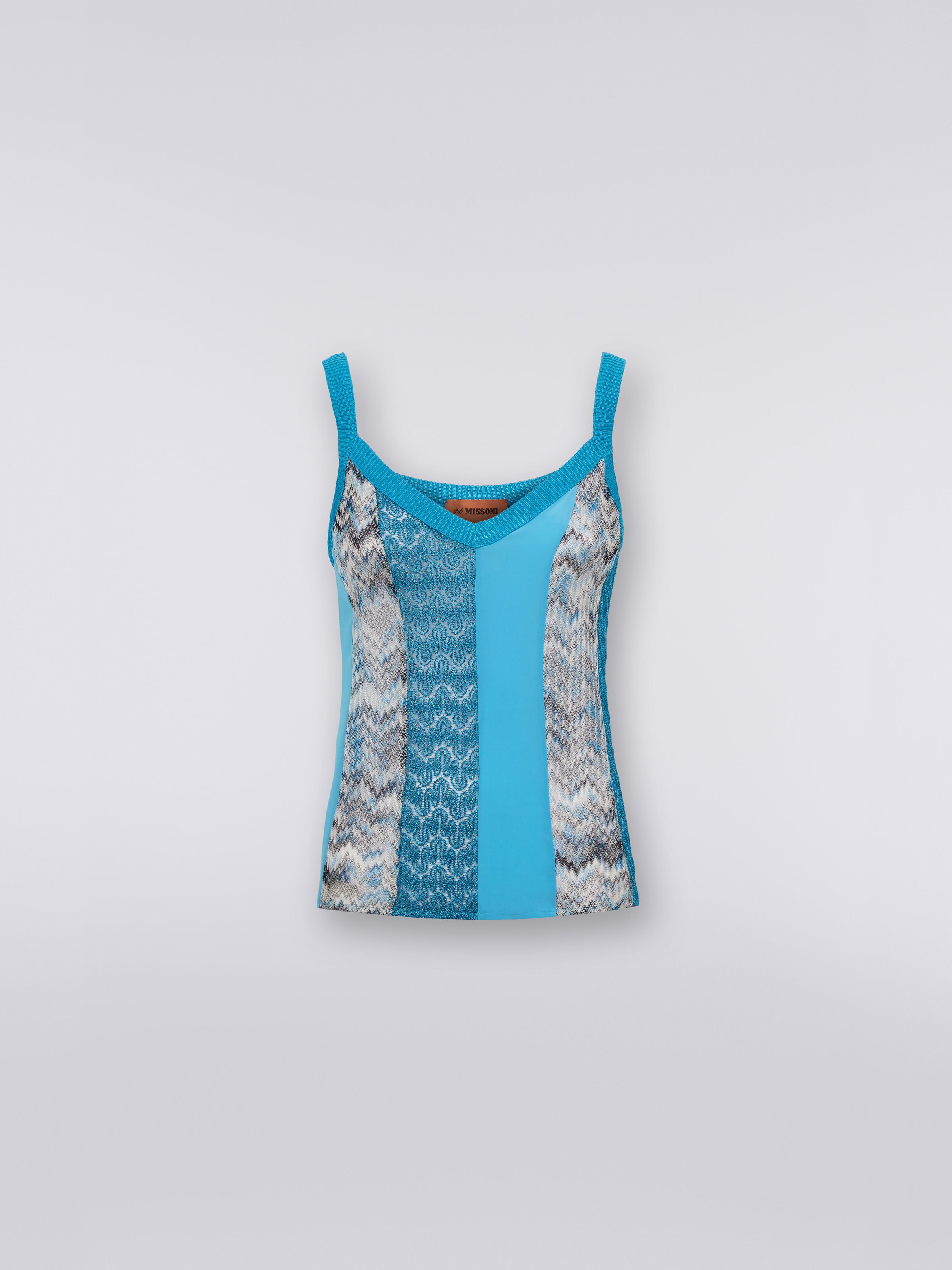 Débardeur en mélange viscose-soie, Bleu - 0