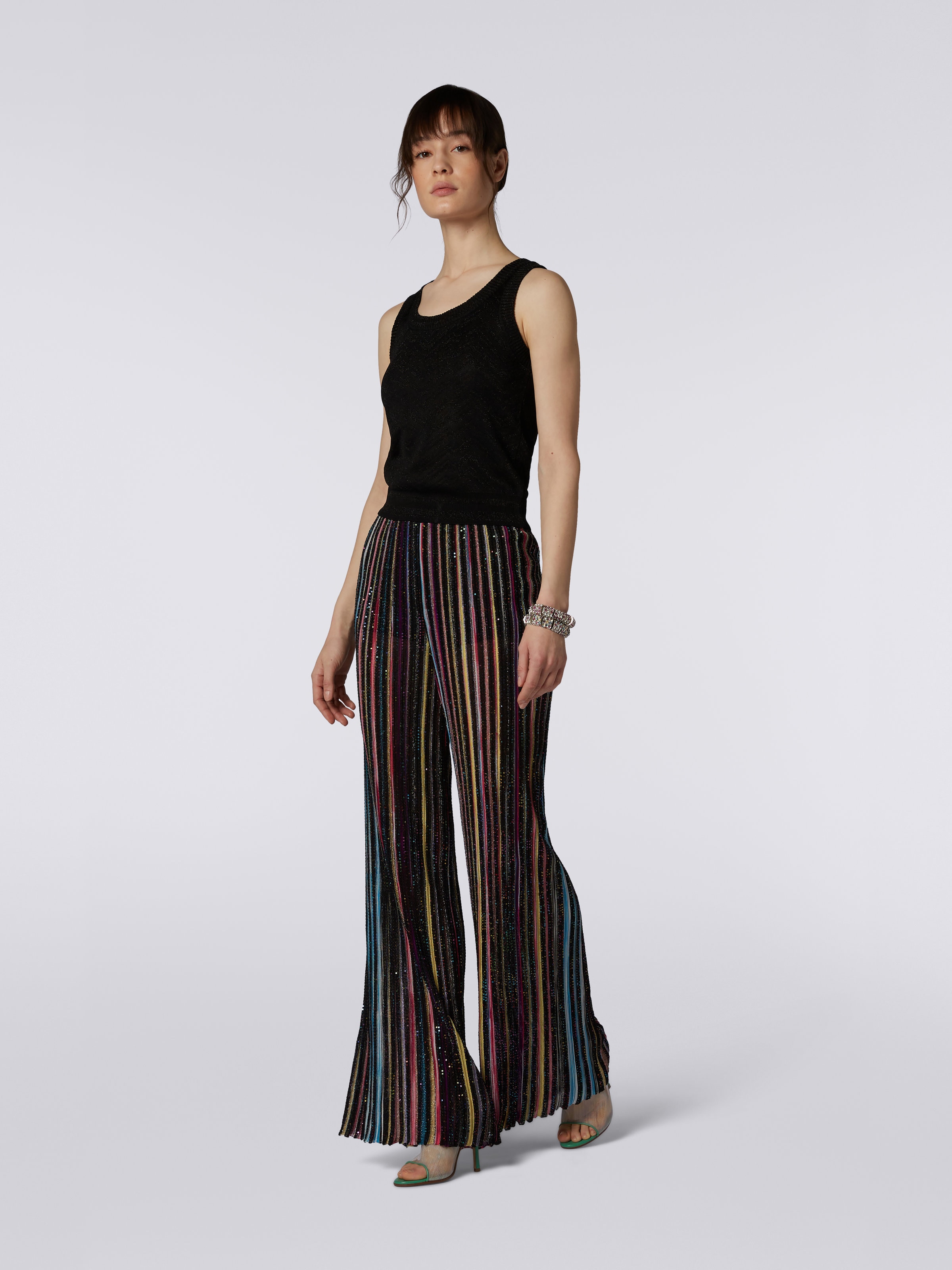 Black Chevron Palazzo Pants with Crop Top