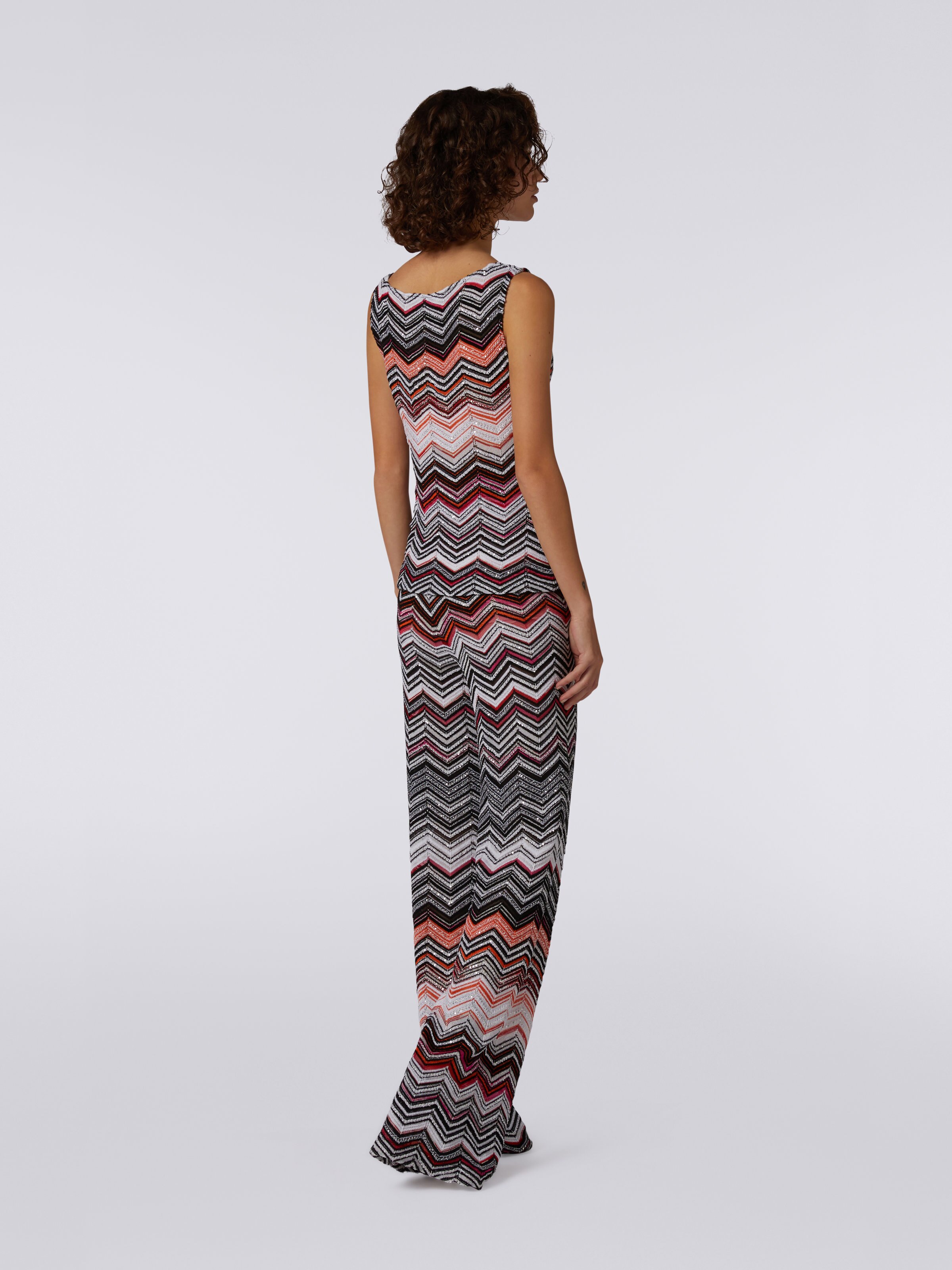 Viscose chevron tank top with sequins, Black, Pink & White  - 3