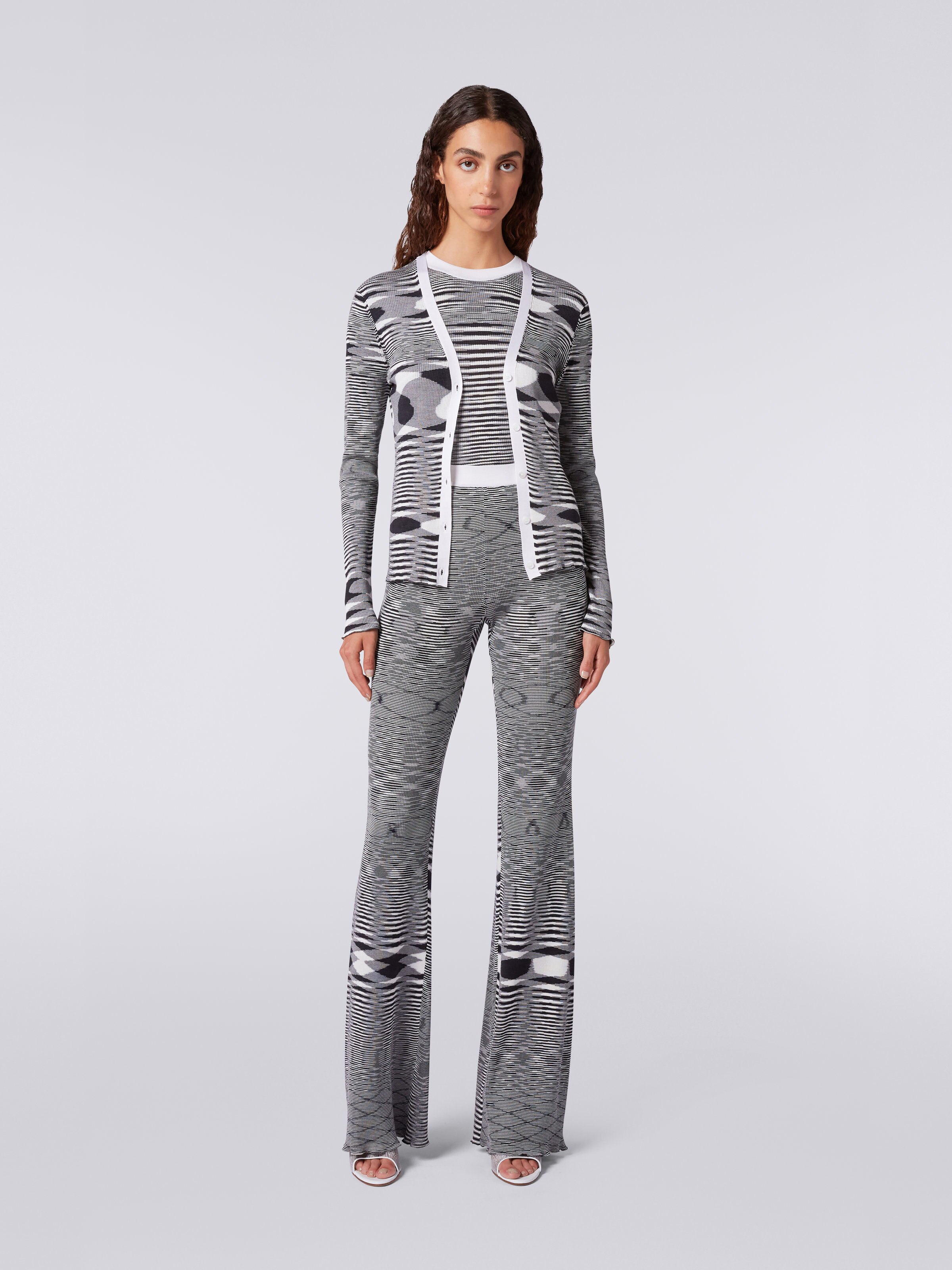 Slub silk cardigan, Black & White - 1